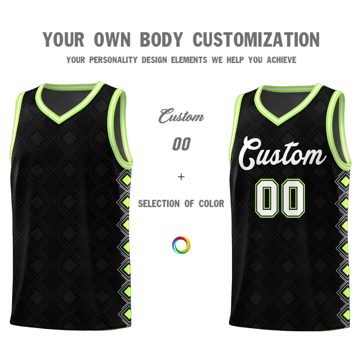 Custom Black Side Blocks Sports Uniform Basketball Jersey