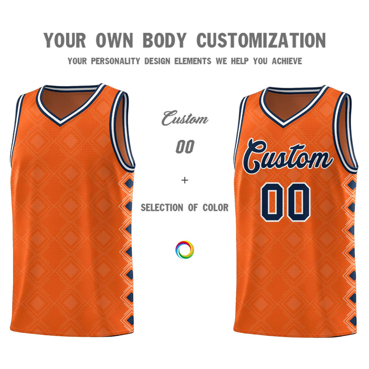 Custom Orange Side Blocks Sports Uniform Basketball Jersey