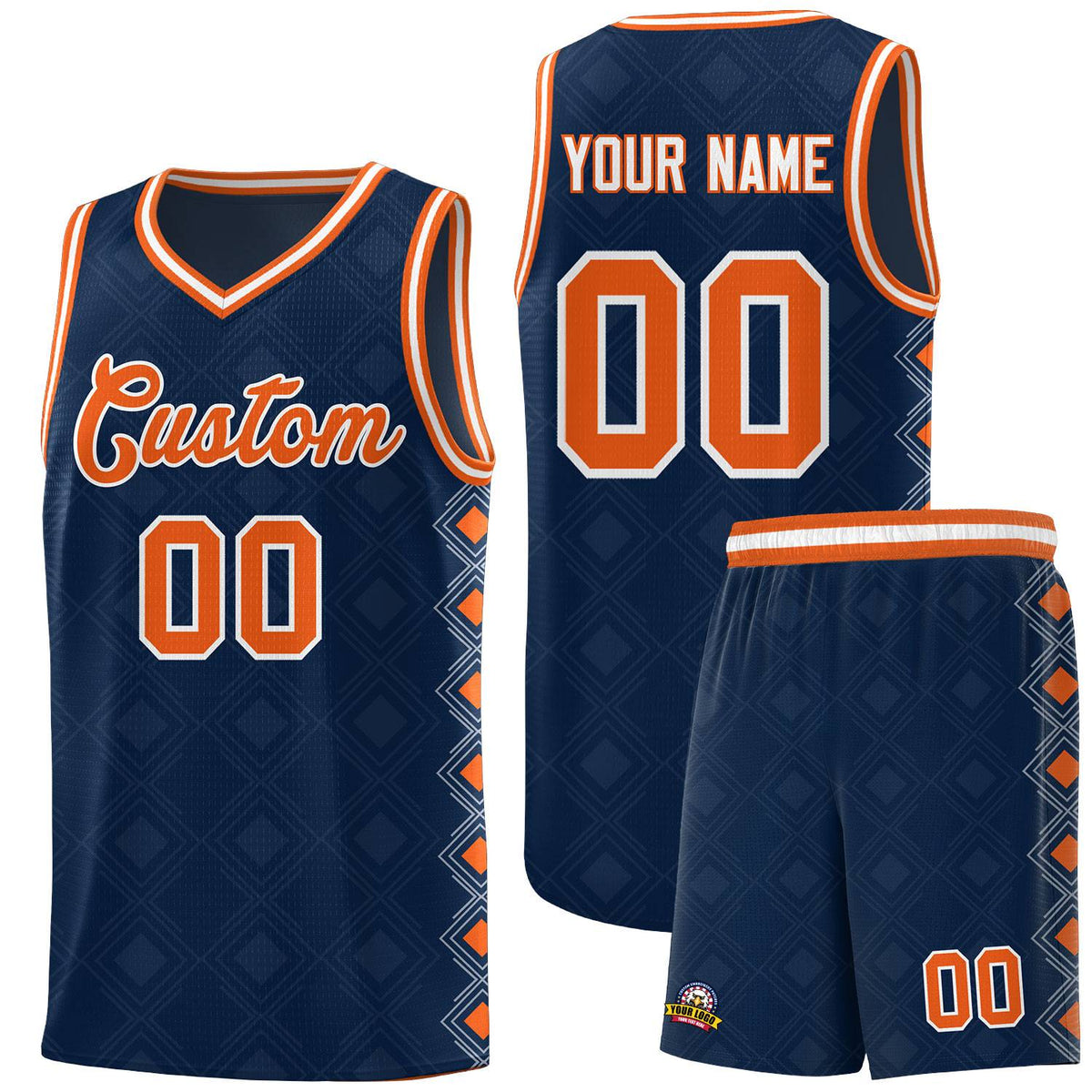 Custom Navy Side Blocks Sports Uniform Basketball Jersey