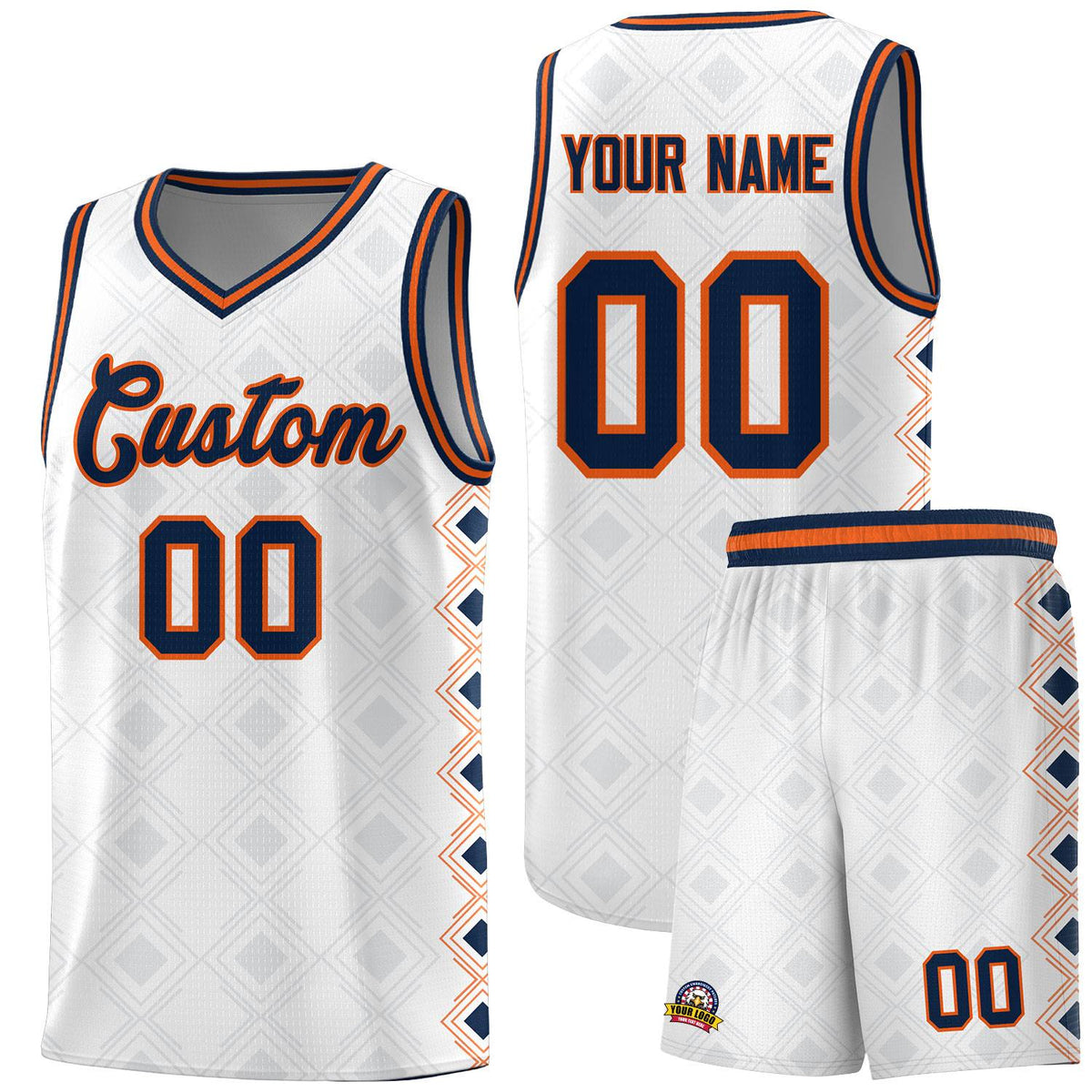 Custom White Side Blocks Sports Uniform Basketball Jersey