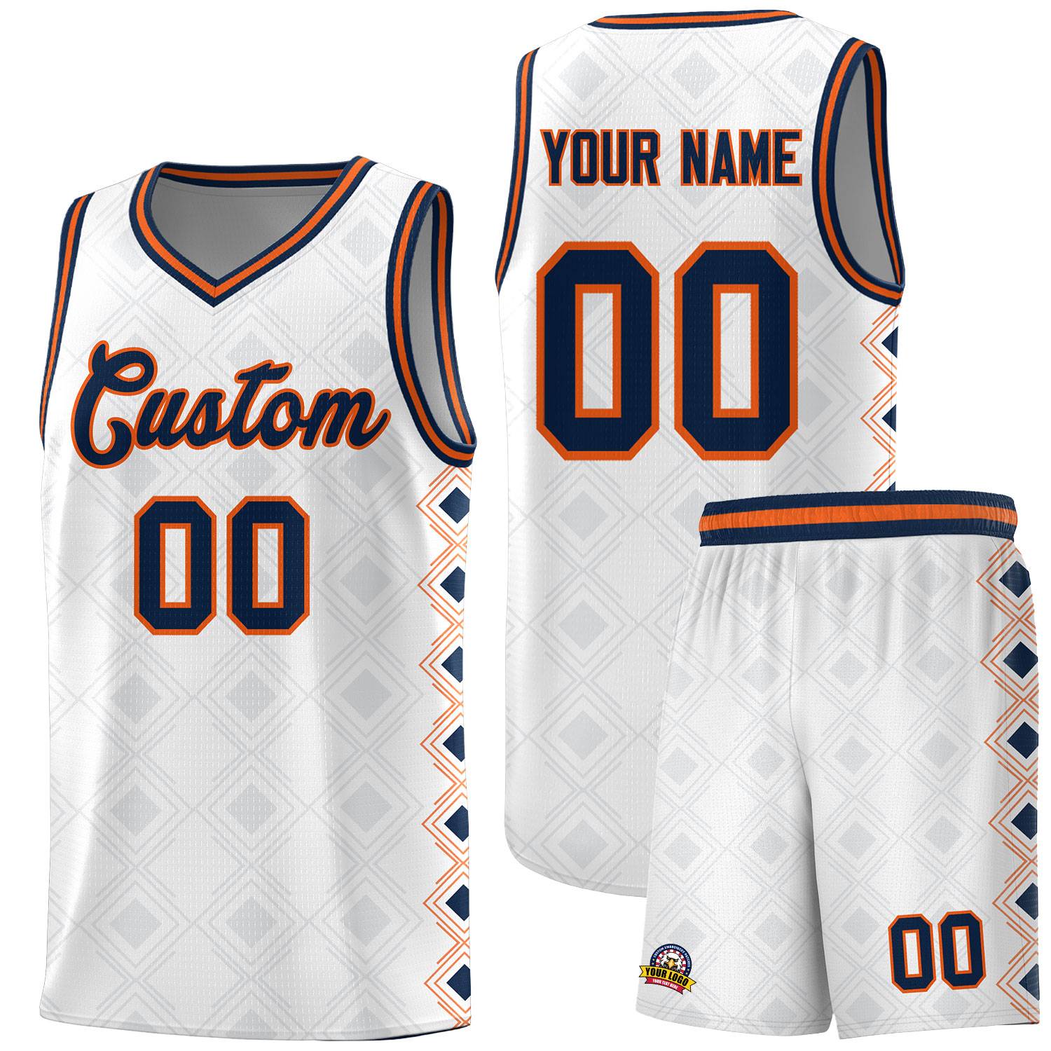 Custom White Side Blocks Sports Uniform Basketball Jersey