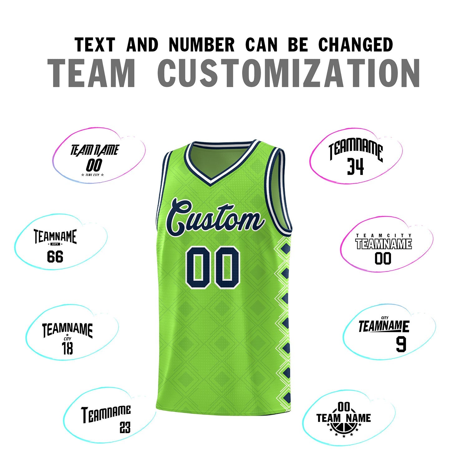 Custom Neon Green Side Blocks Sports Uniform Basketball Jersey