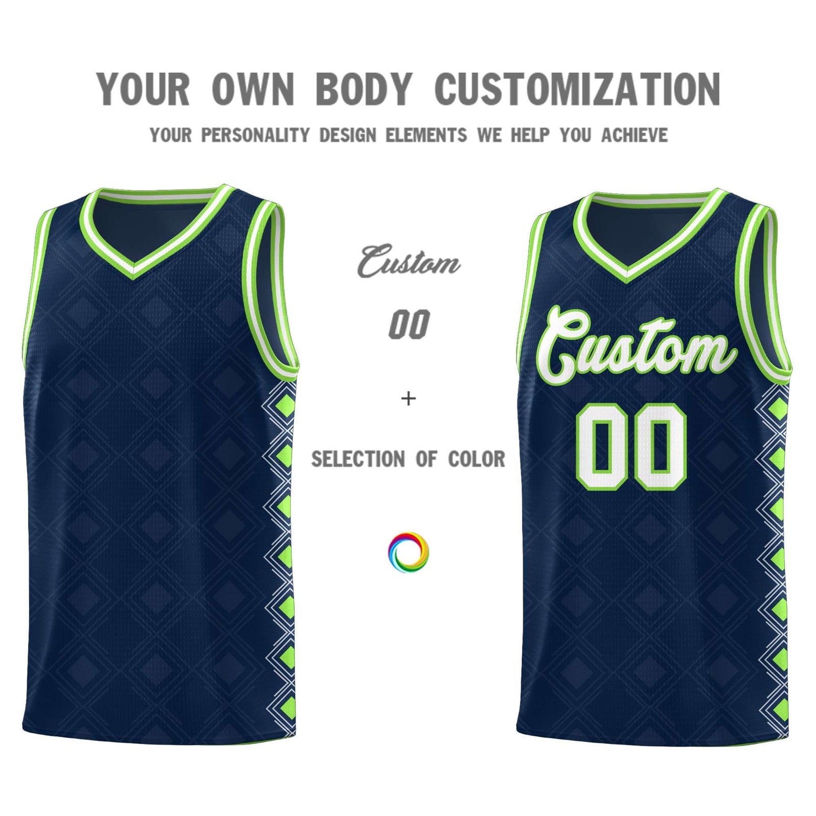 Custom Navy Side Blocks Sports Uniform Basketball Jersey