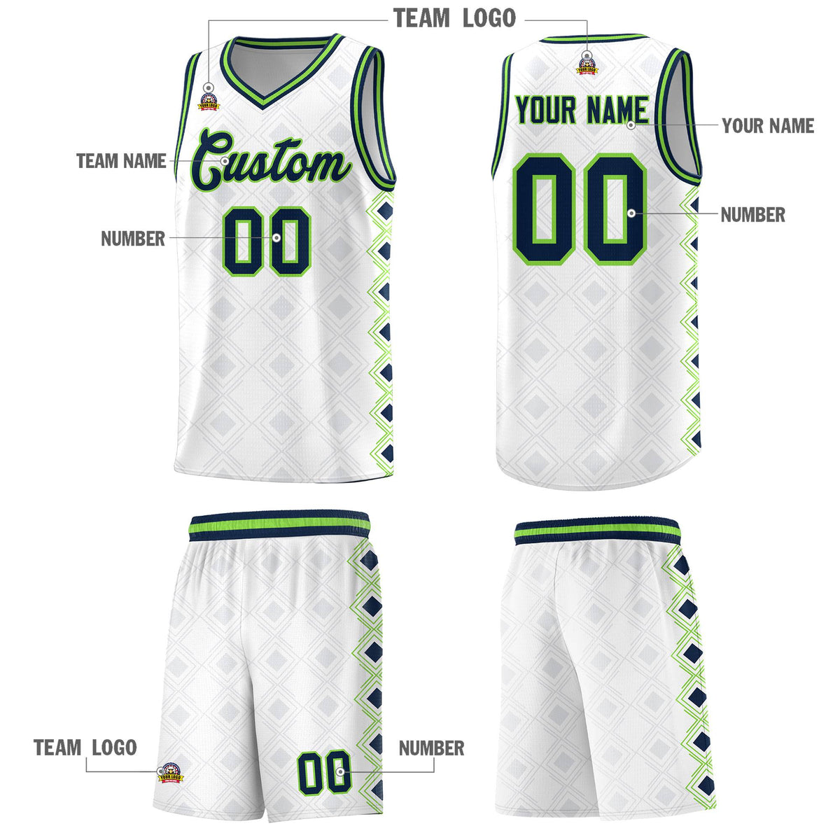 Custom White Side Blocks Sports Uniform Basketball Jersey