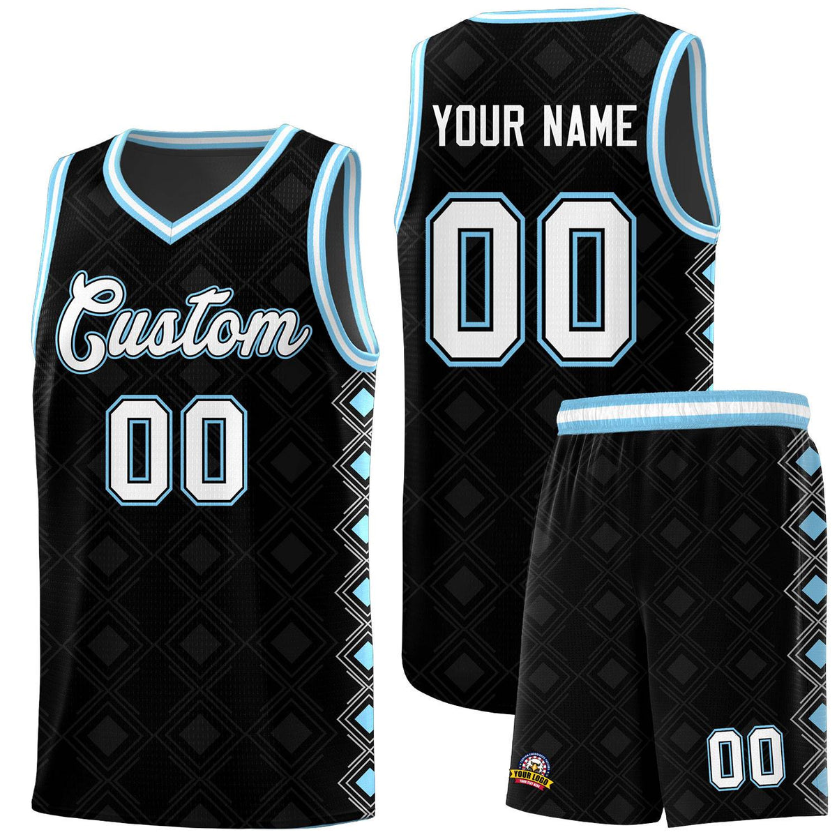 Custom Black Side Blocks Sports Uniform Basketball Jersey