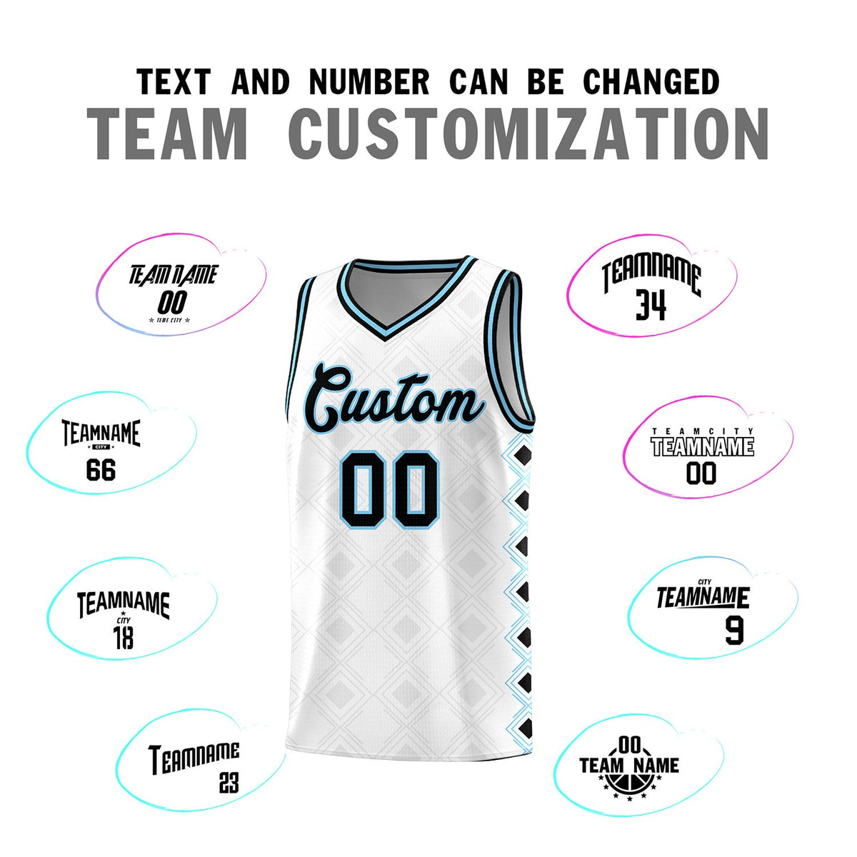 Custom White Side Blocks Sports Uniform Basketball Jersey