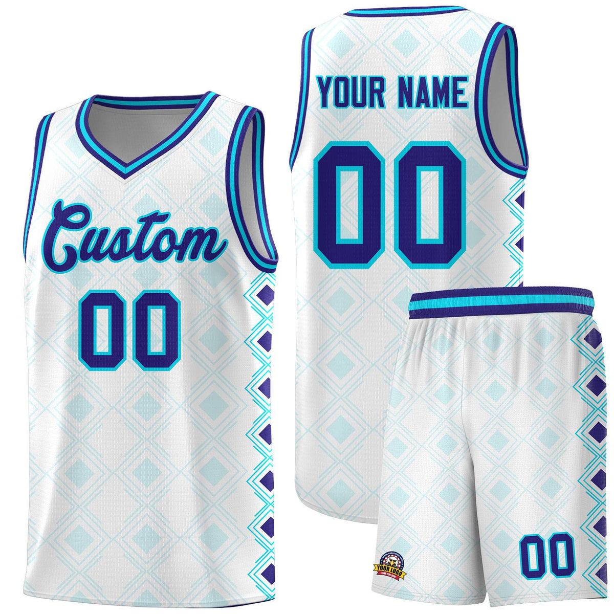 Custom White Side Blocks Sports Uniform Basketball Jersey
