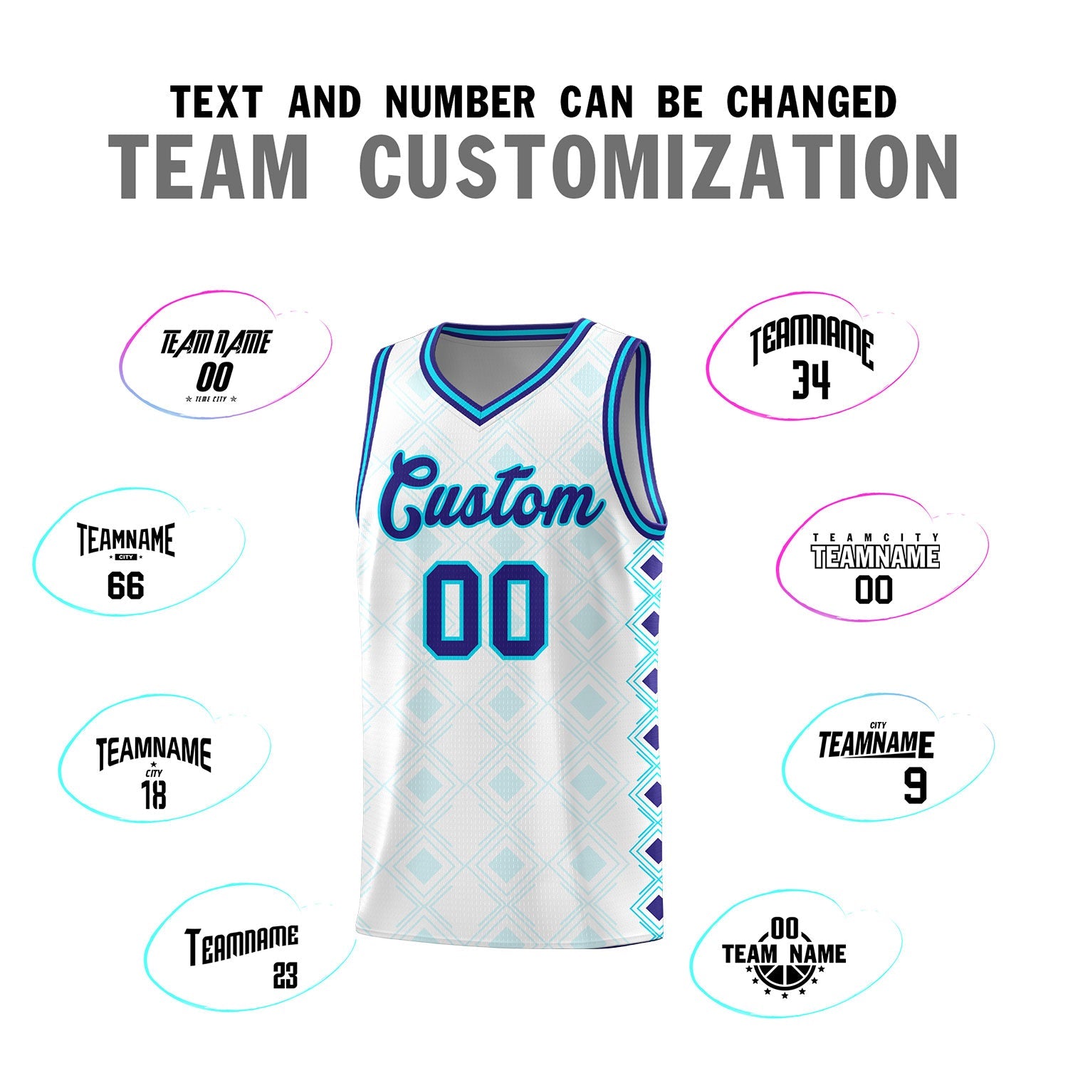 Custom White Side Blocks Sports Uniform Basketball Jersey