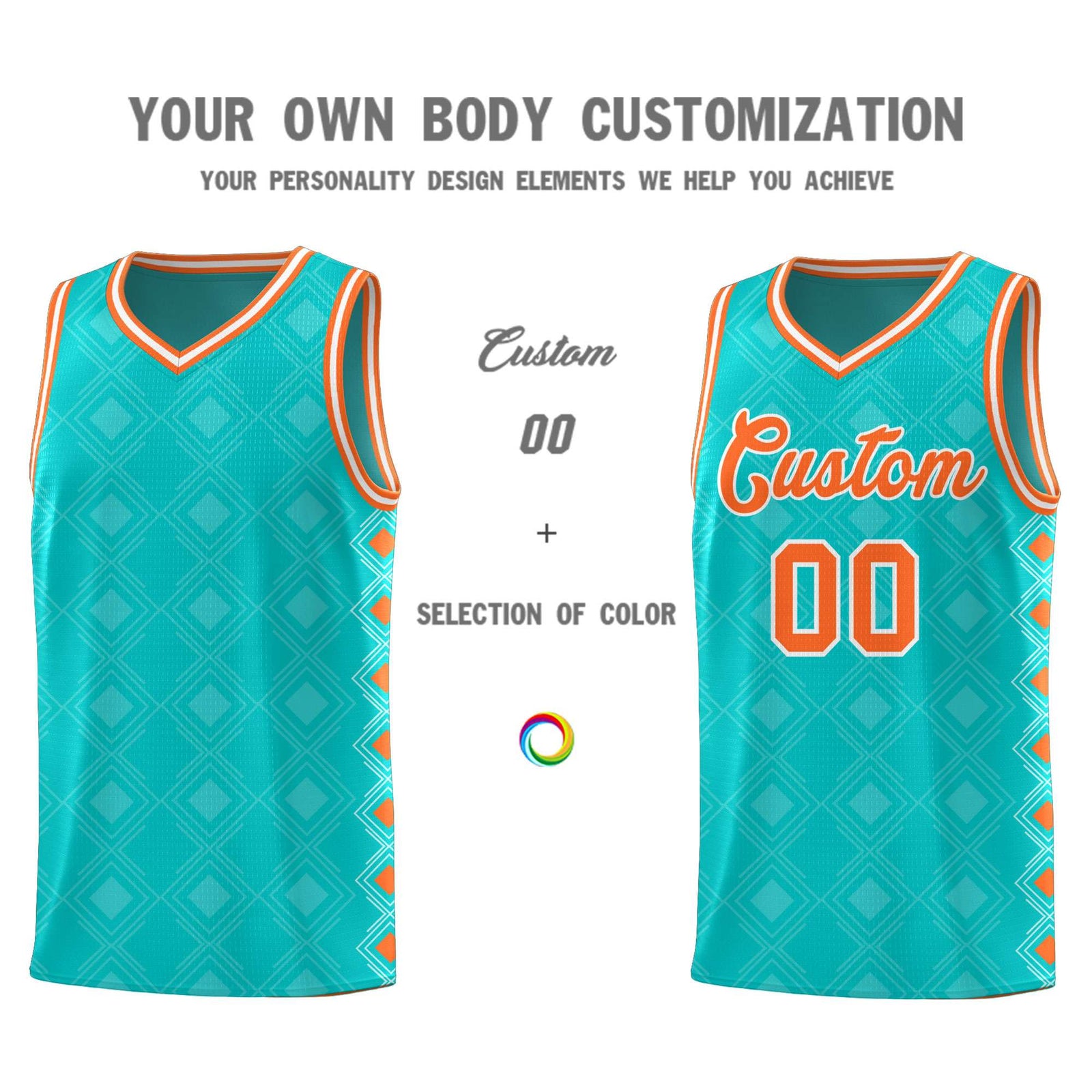 Custom Aqua Side Blocks Sports Uniform Basketball Jersey