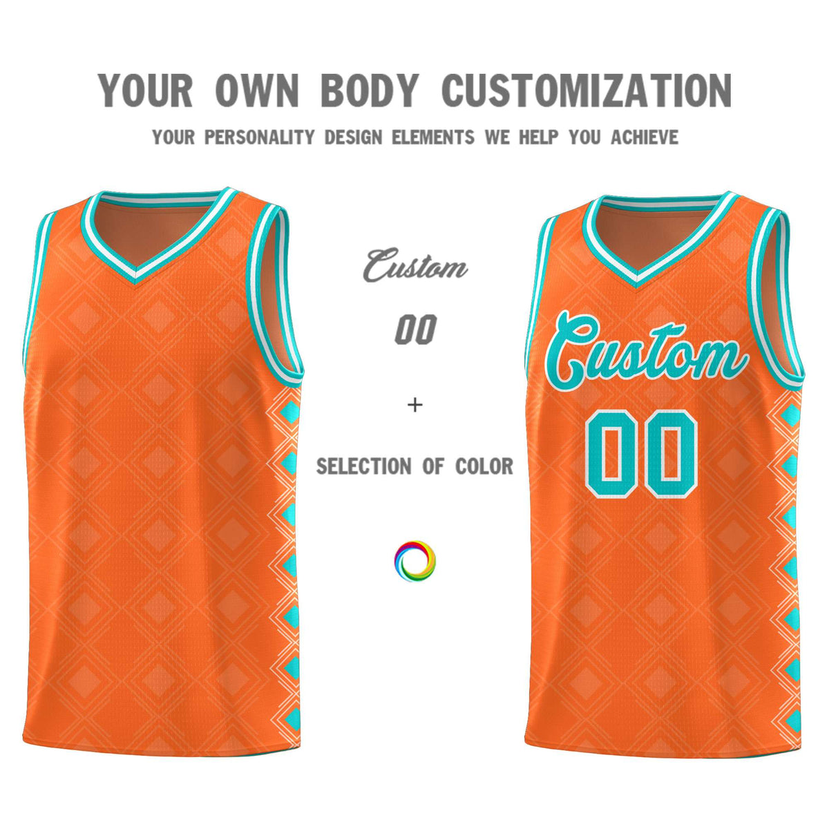 Custom Orange Side Blocks Sports Uniform Basketball Jersey