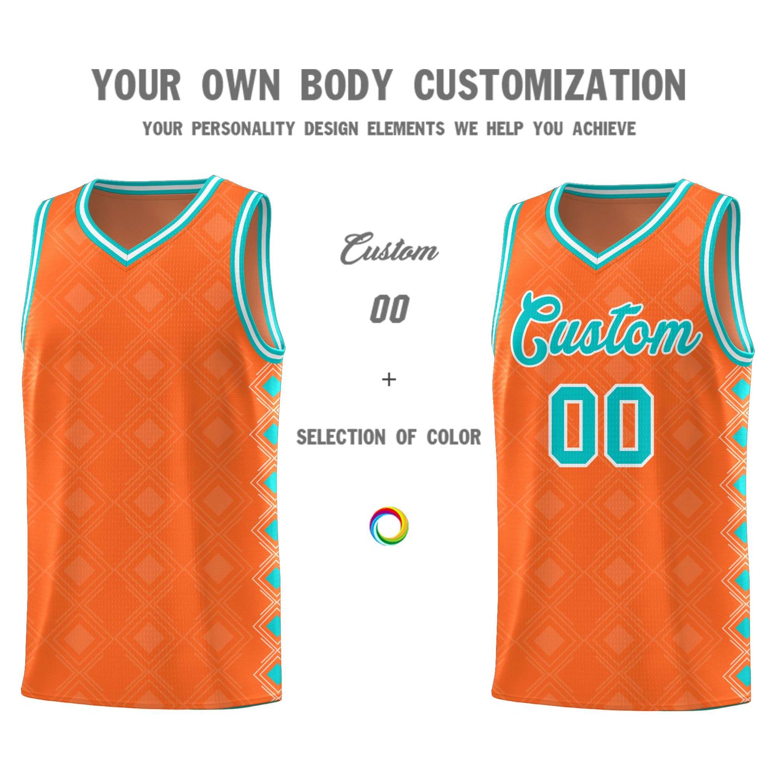 Custom Orange Side Blocks Sports Uniform Basketball Jersey