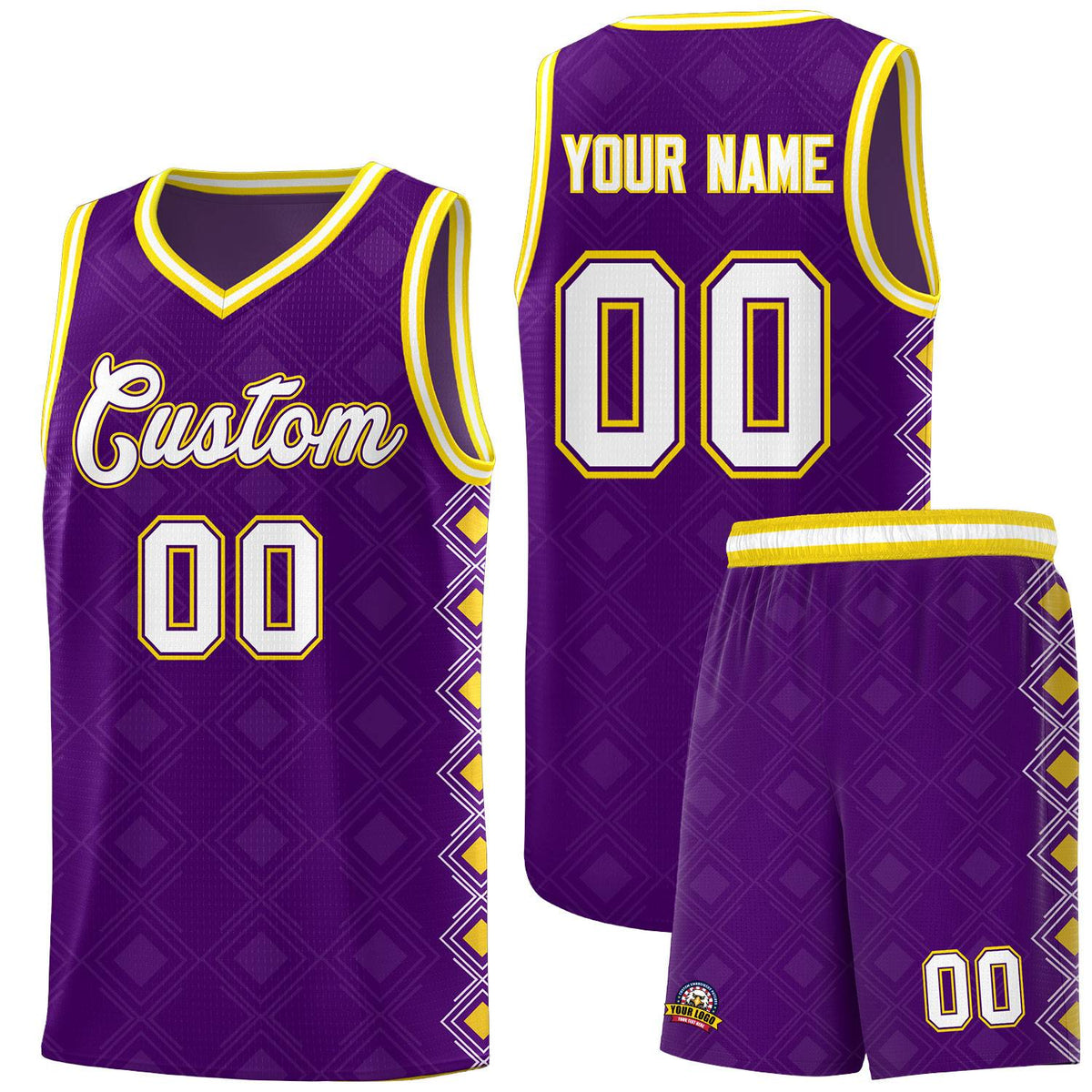 Custom Purple Side Blocks Sports Uniform Basketball Jersey