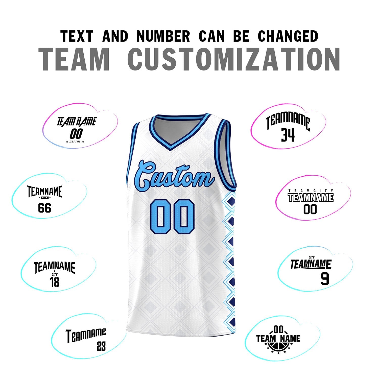 Custom White Side Blocks Sports Uniform Basketball Jersey