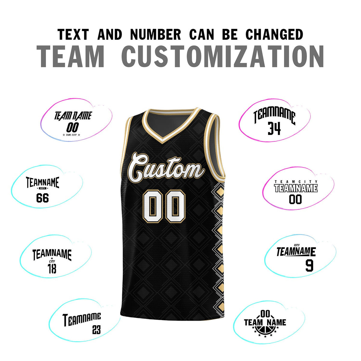 Custom Black Side Blocks Sports Uniform Basketball Jersey