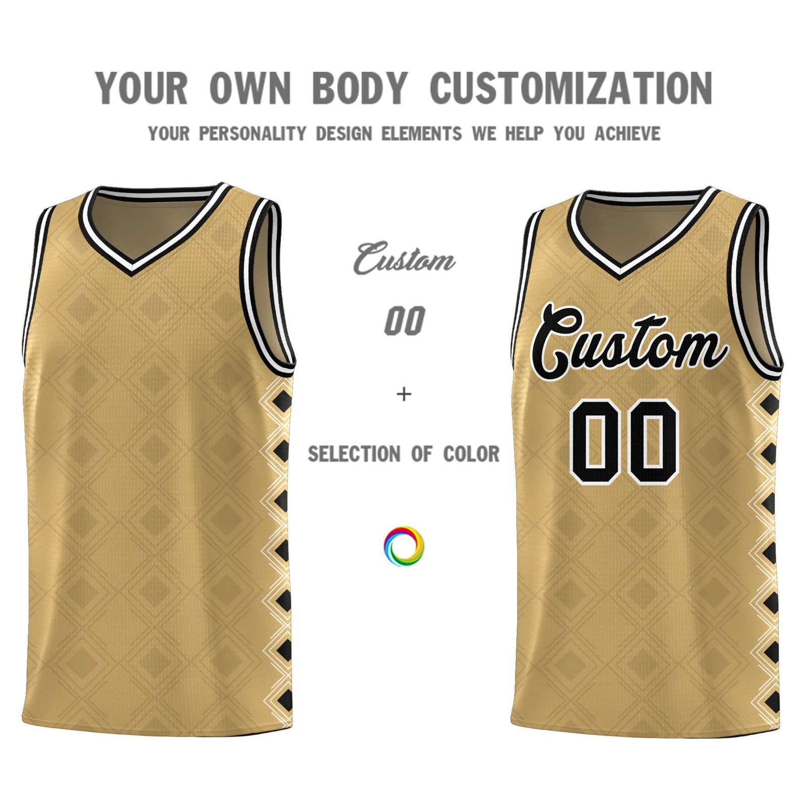 Custom Old Gold Side Blocks Sports Uniform Basketball Jersey