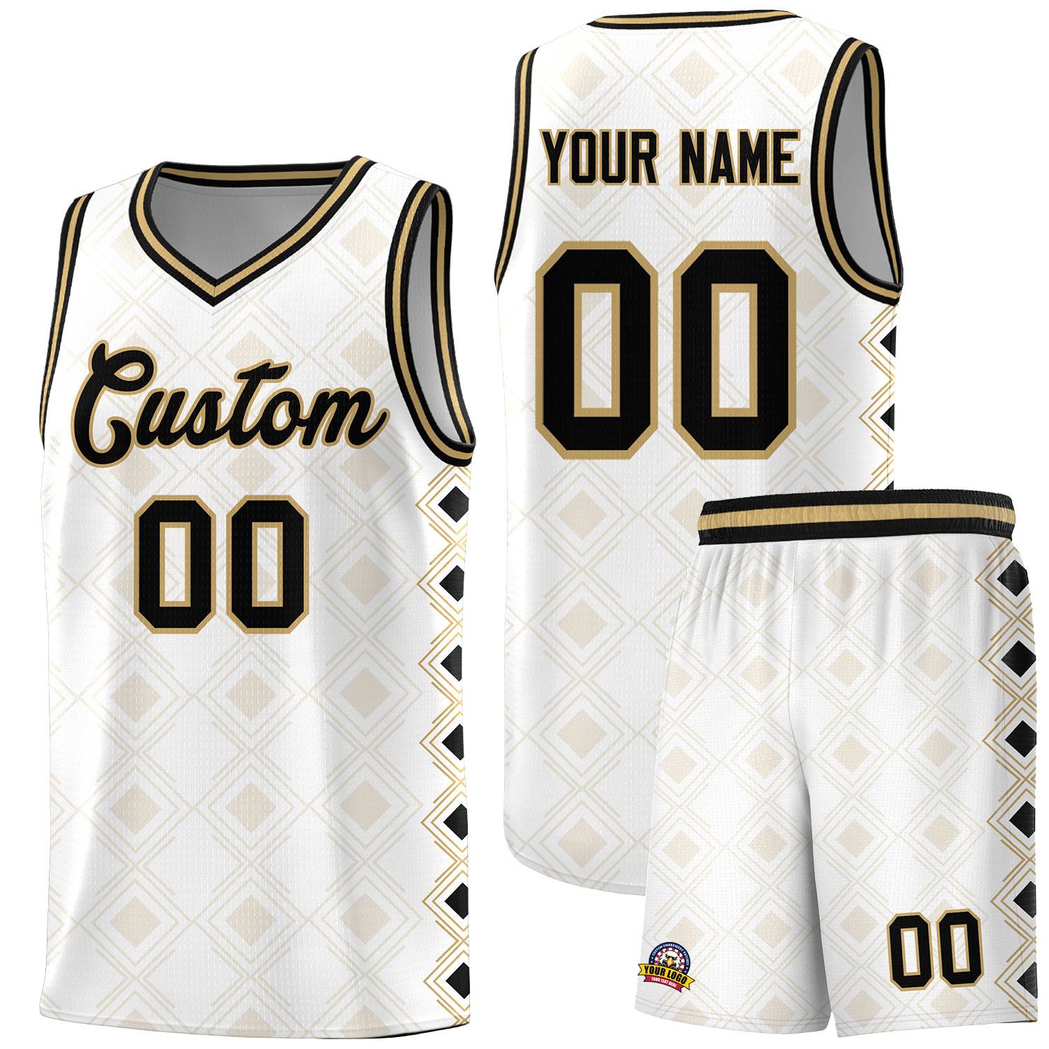 Custom White Side Blocks Sports Uniform Basketball Jersey