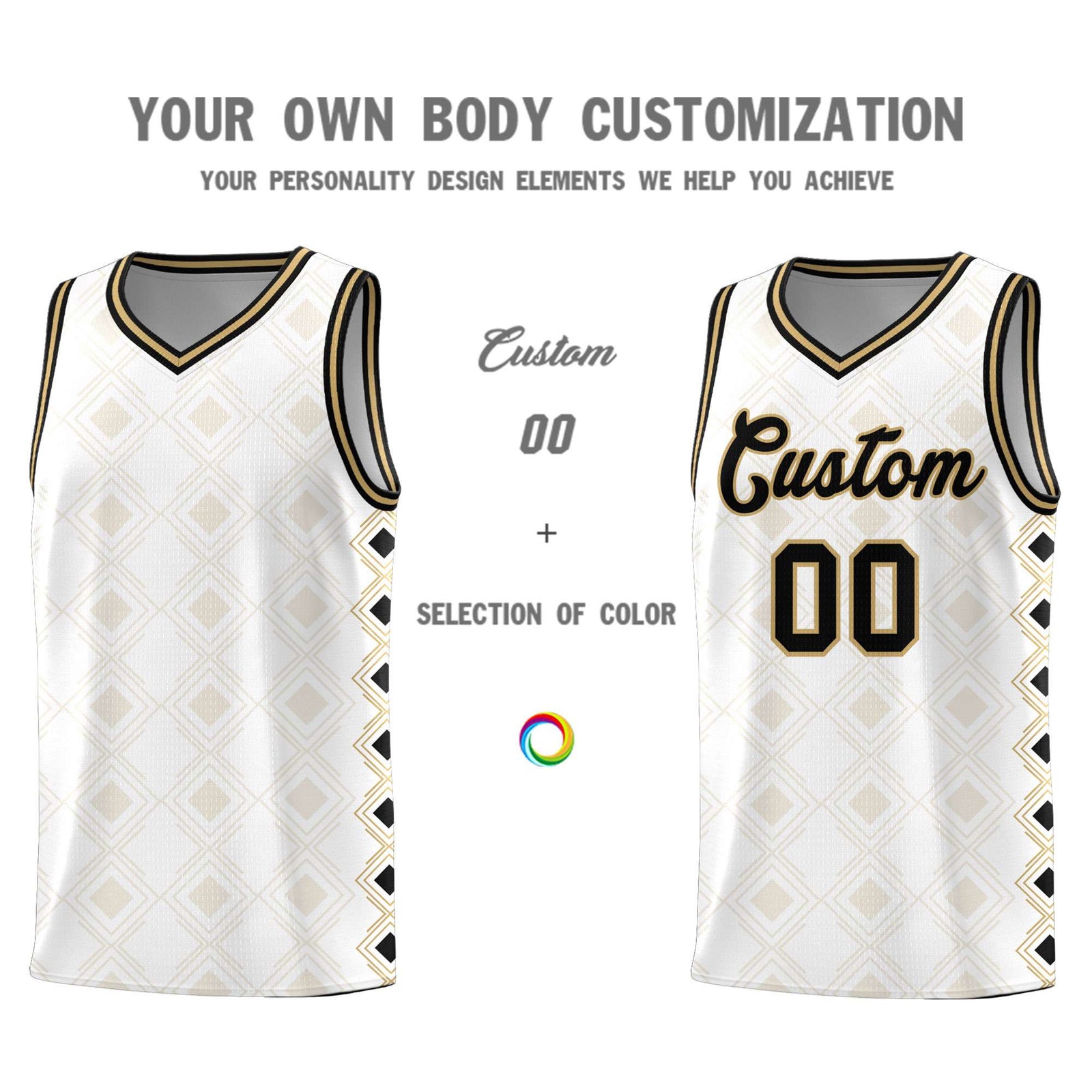 Custom White Side Blocks Sports Uniform Basketball Jersey