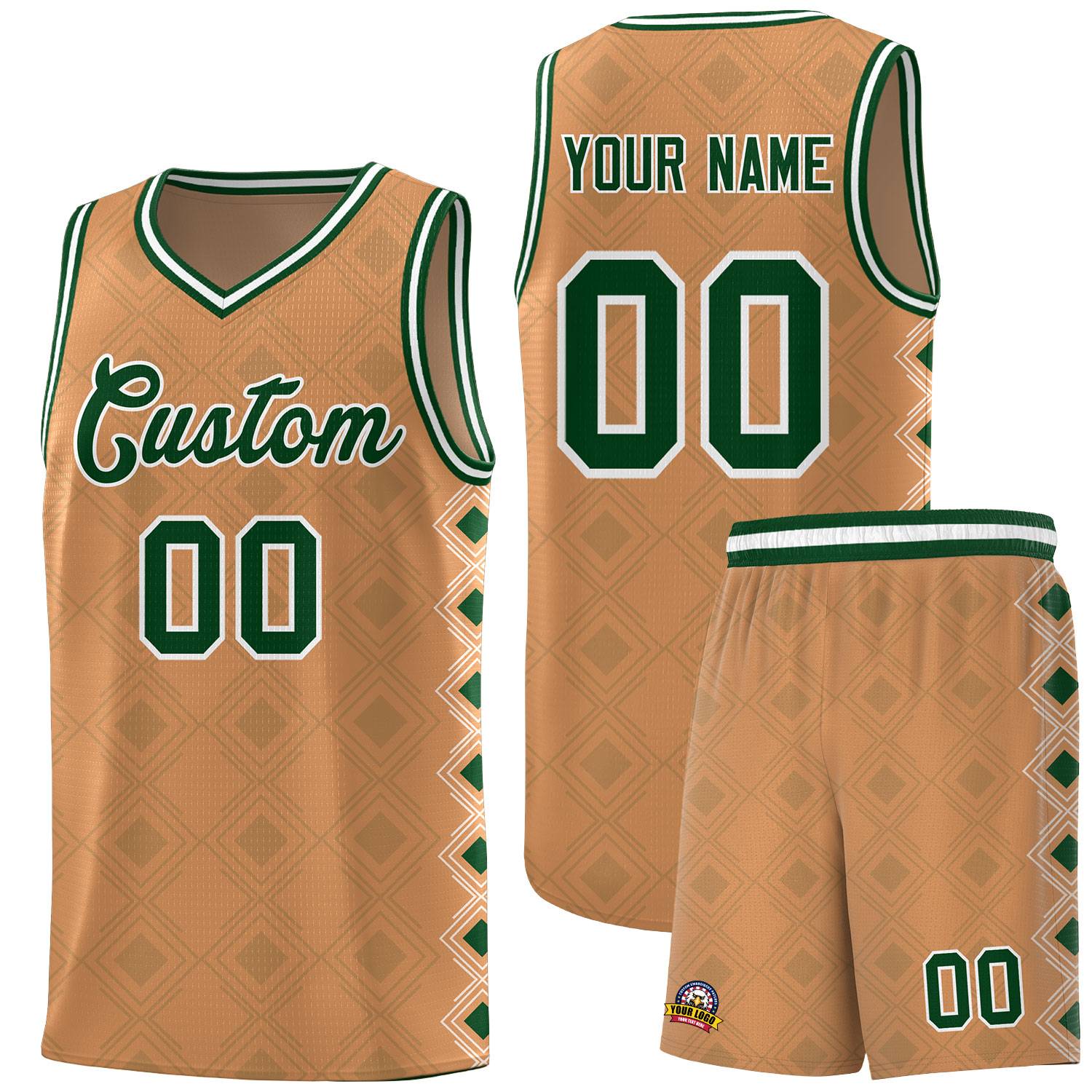 Custom Light Brown Side Blocks Sports Uniform Basketball Jersey