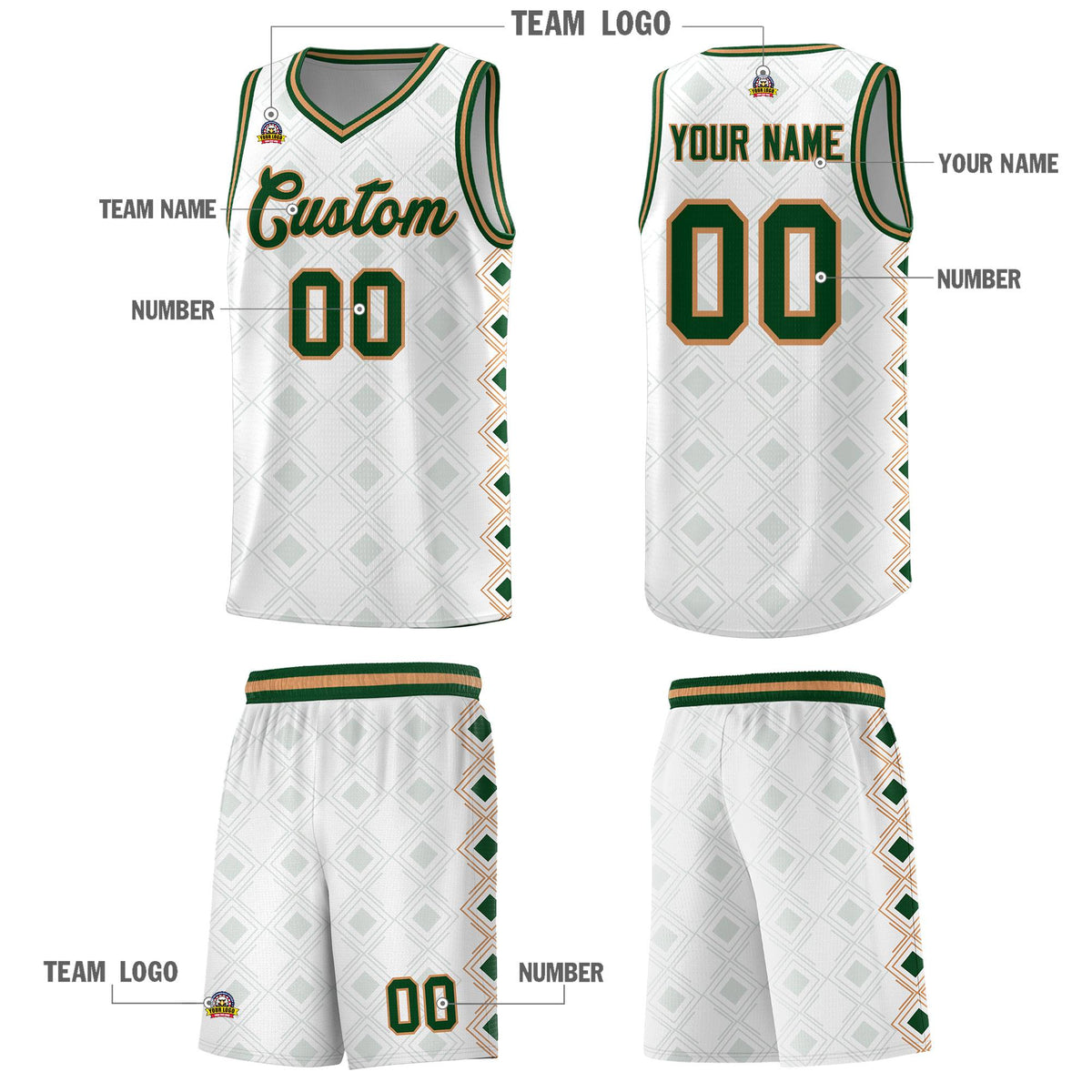 Custom White Side Blocks Sports Uniform Basketball Jersey