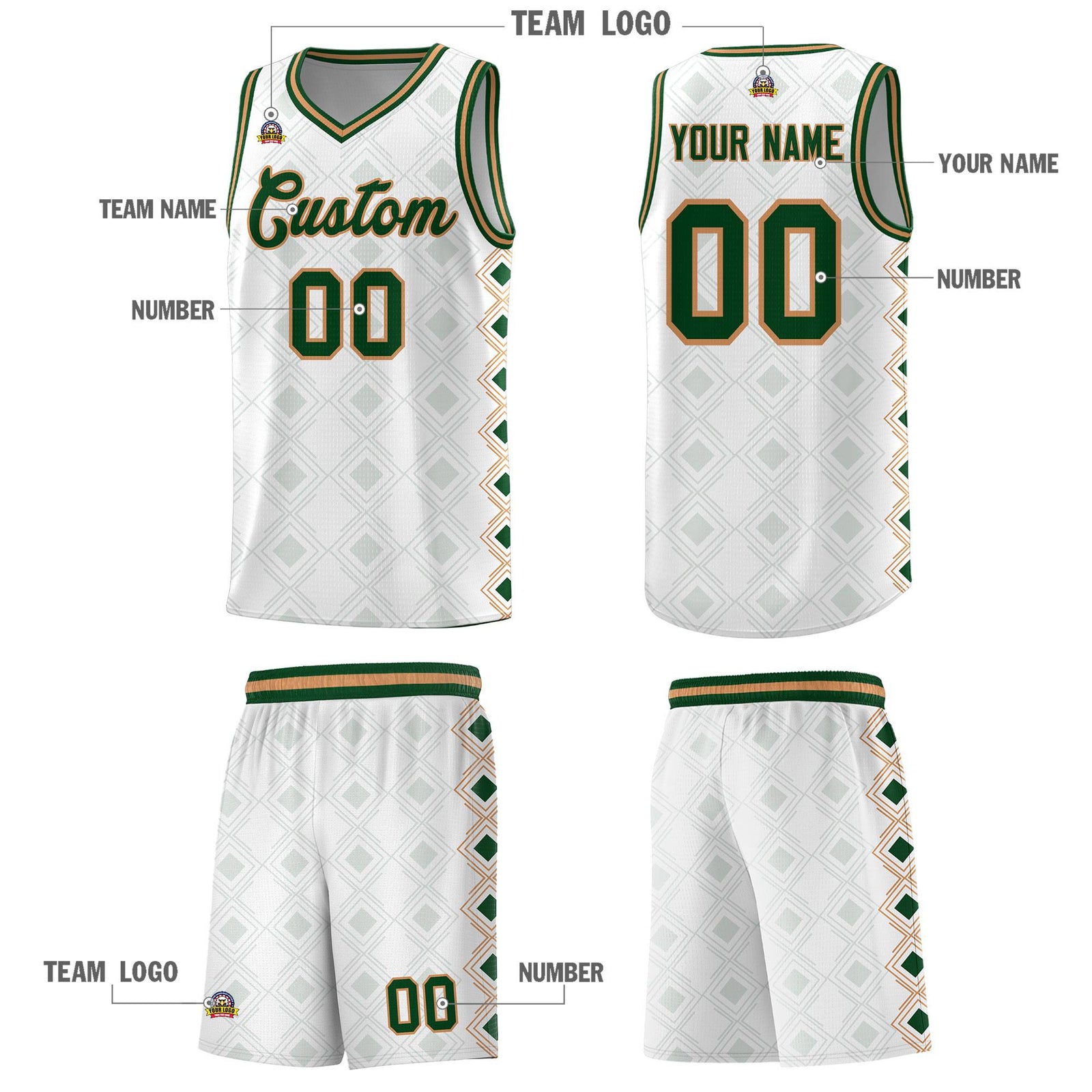 Custom White Side Blocks Sports Uniform Basketball Jersey