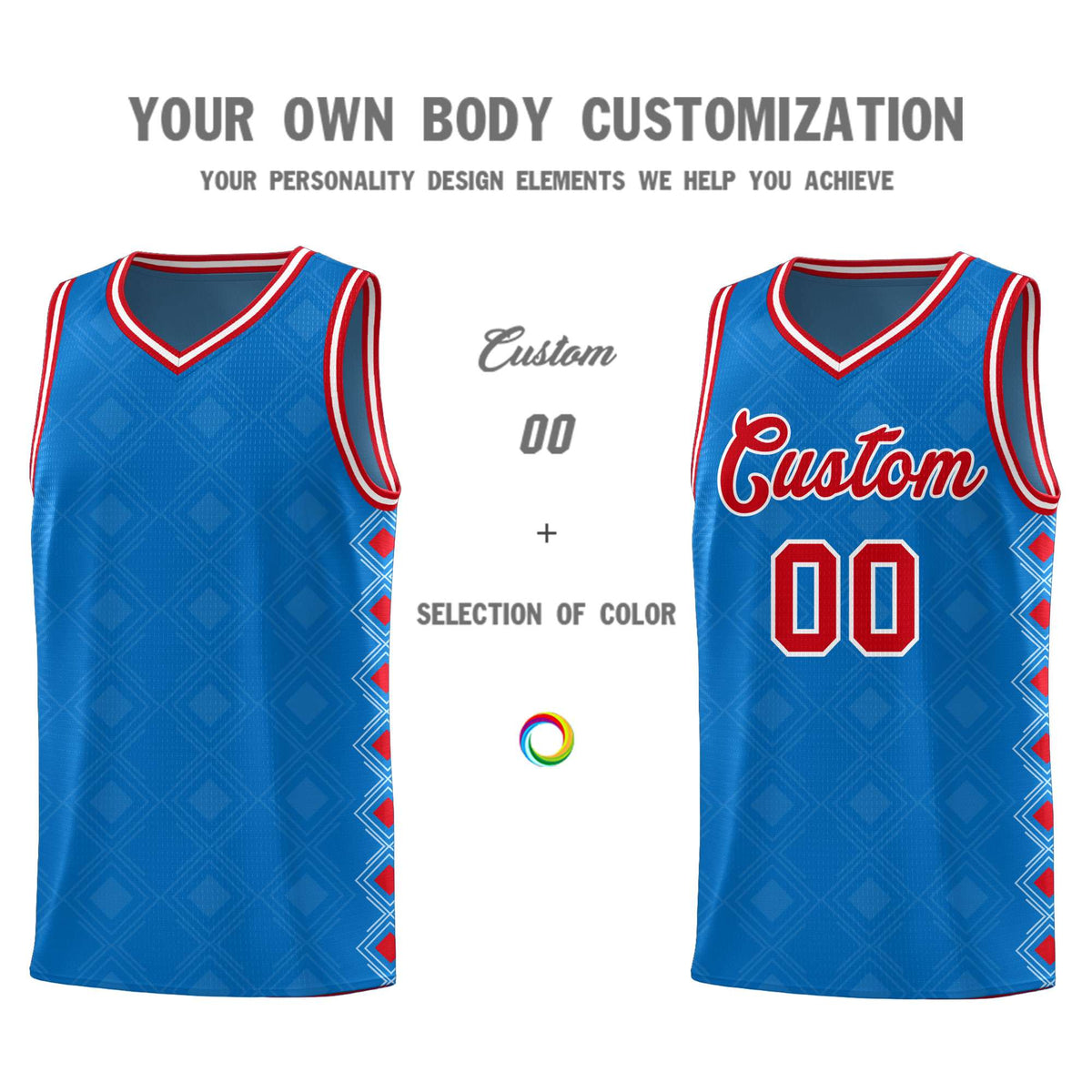 Custom Royal Side Blocks Sports Uniform Basketball Jersey
