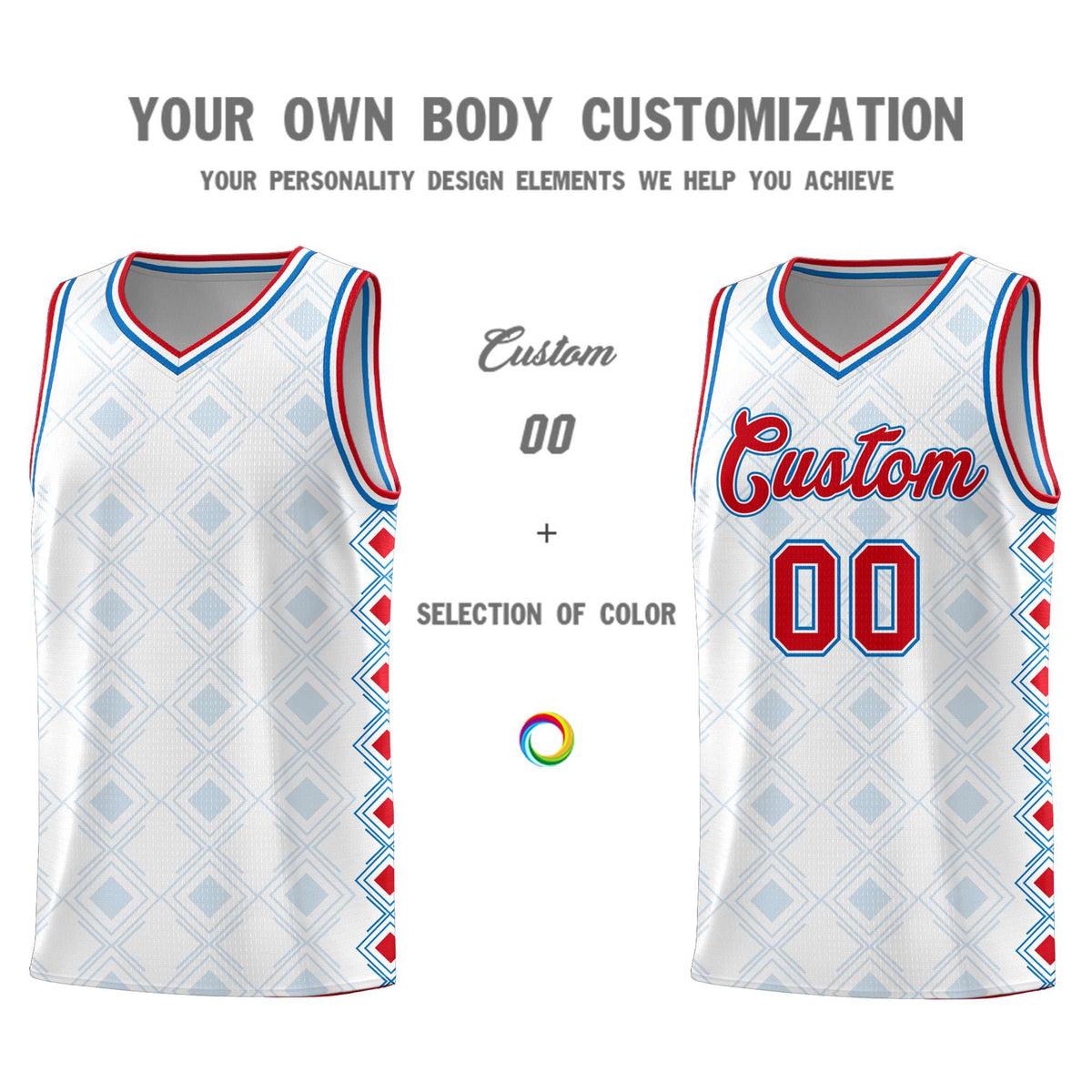 Custom White Side Blocks Sports Uniform Basketball Jersey