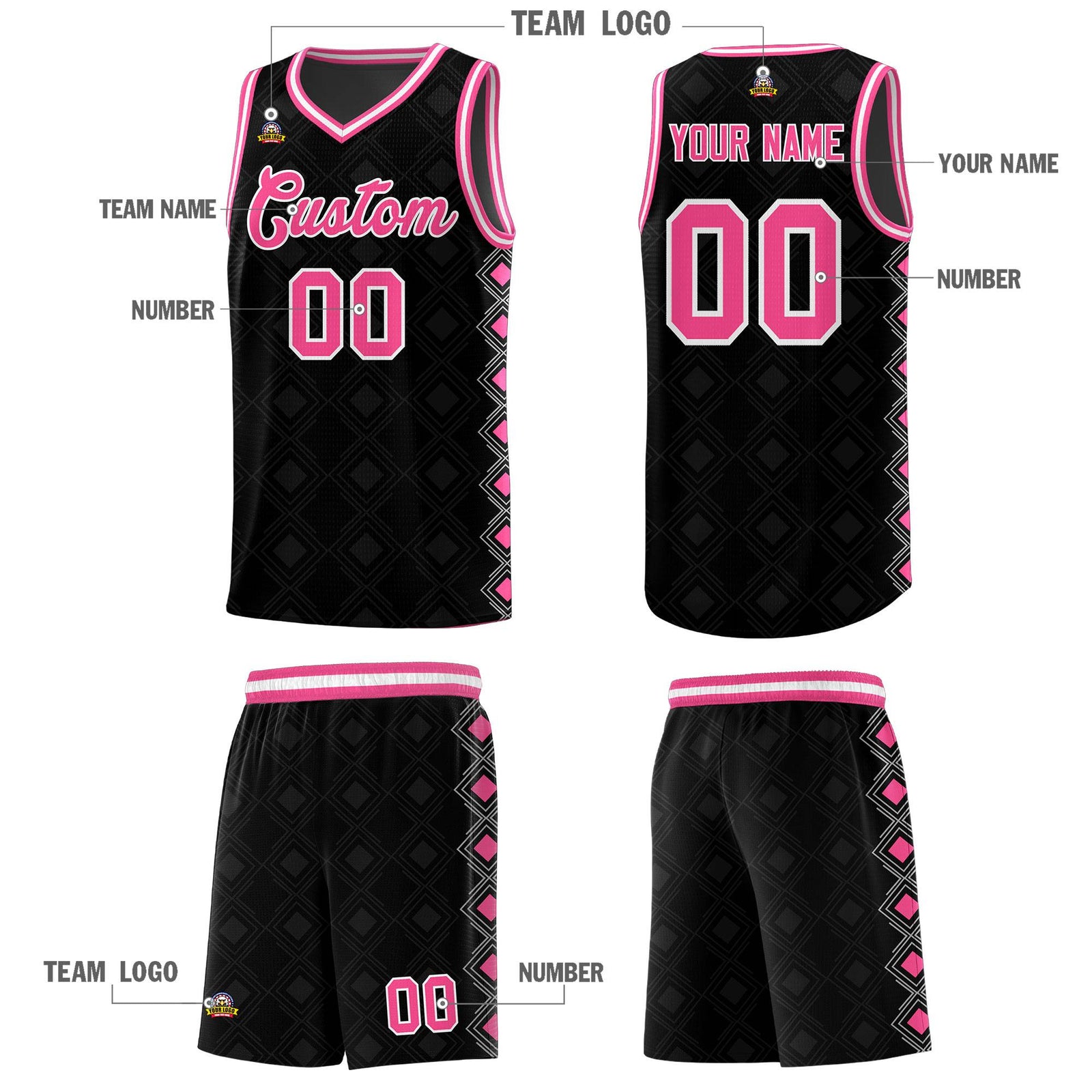 Custom Black Side Blocks Sports Uniform Basketball Jersey