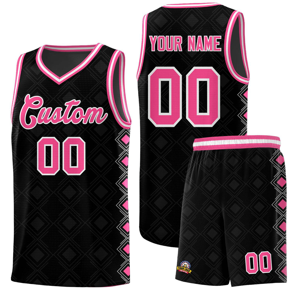 Custom Black Side Blocks Sports Uniform Basketball Jersey