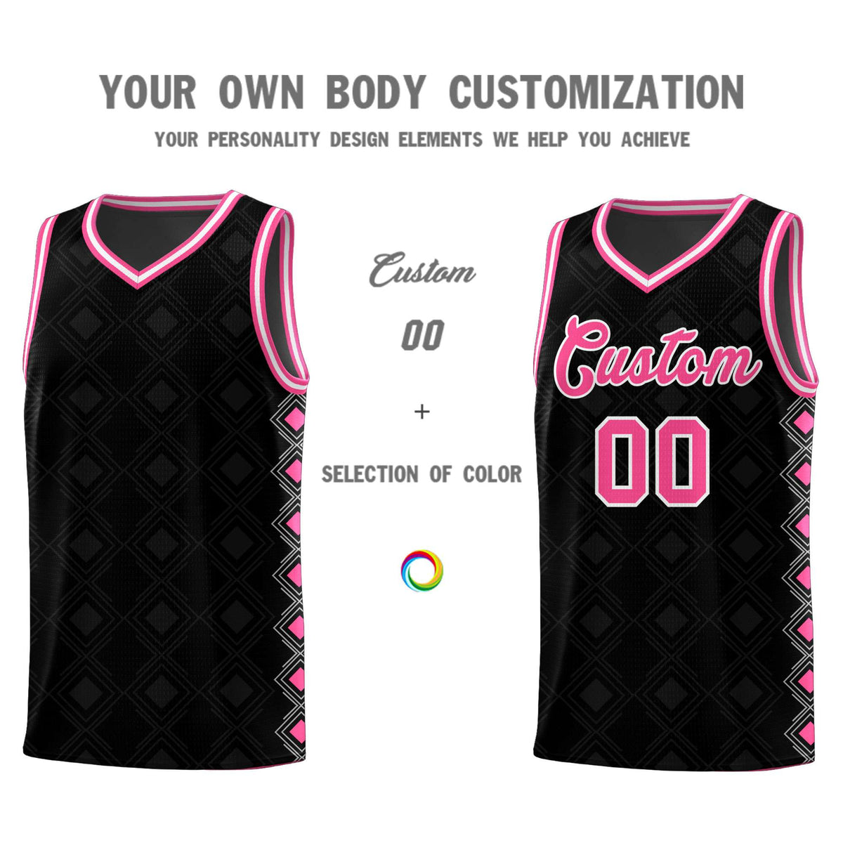 Custom Black Side Blocks Sports Uniform Basketball Jersey