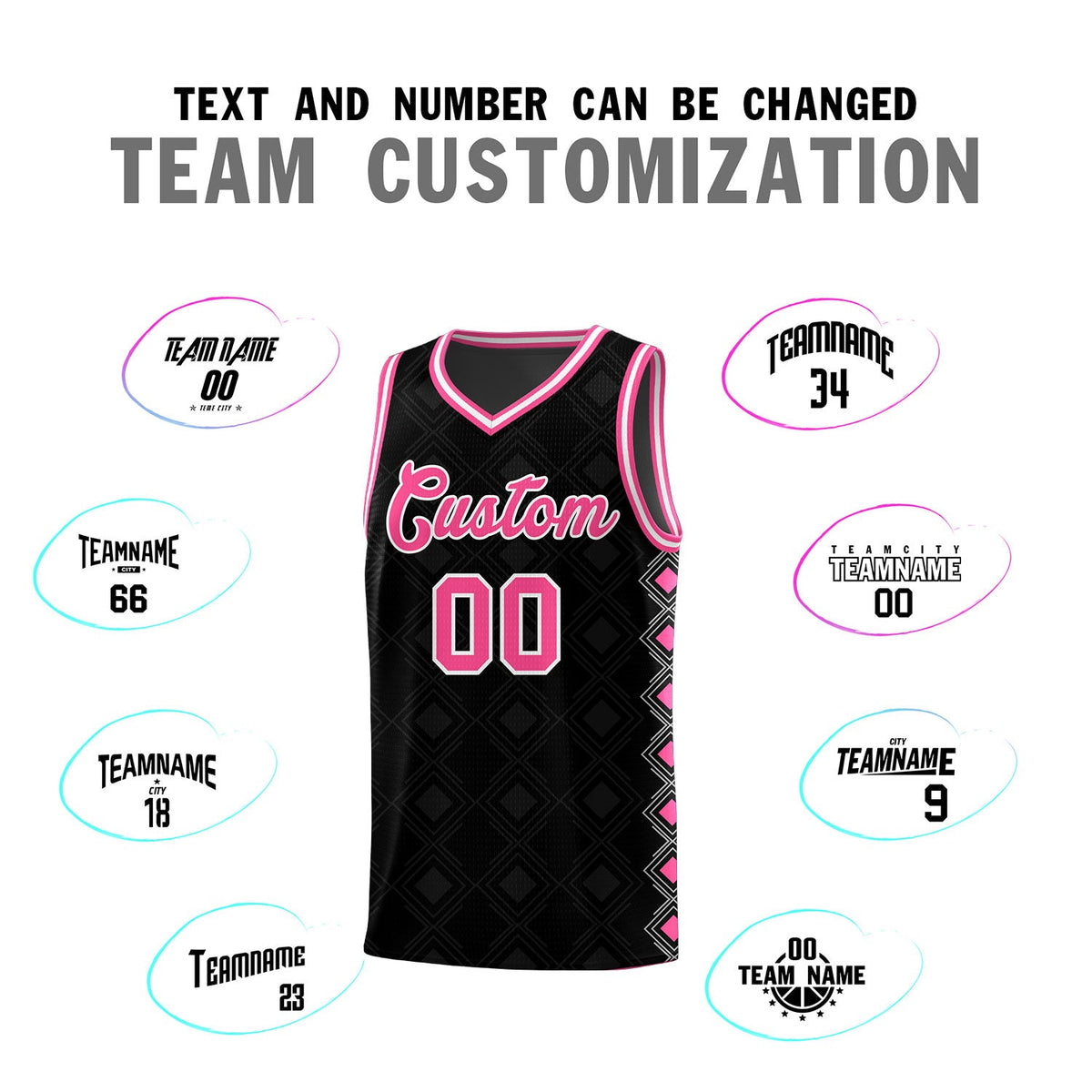 Custom Black Side Blocks Sports Uniform Basketball Jersey