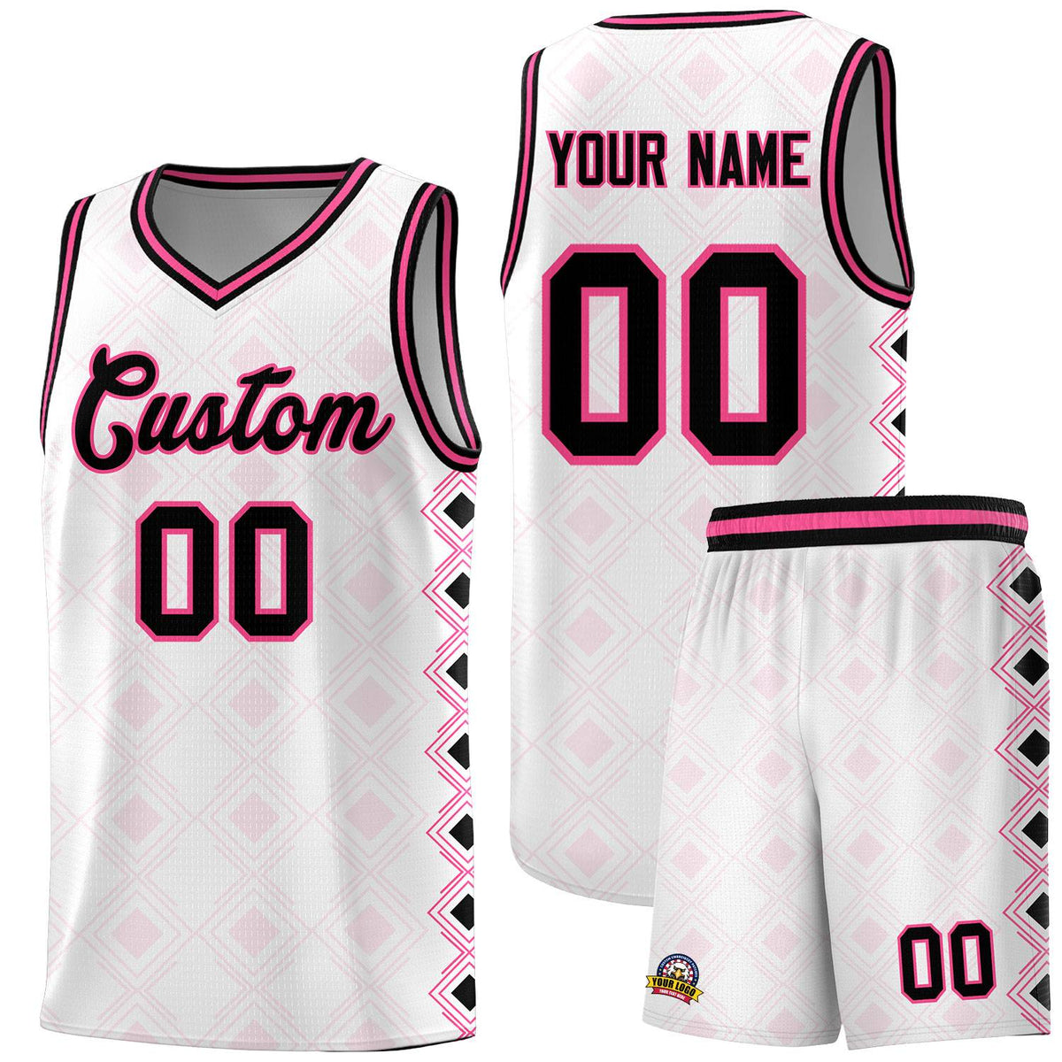 Custom White Side Blocks Sports Uniform Basketball Jersey