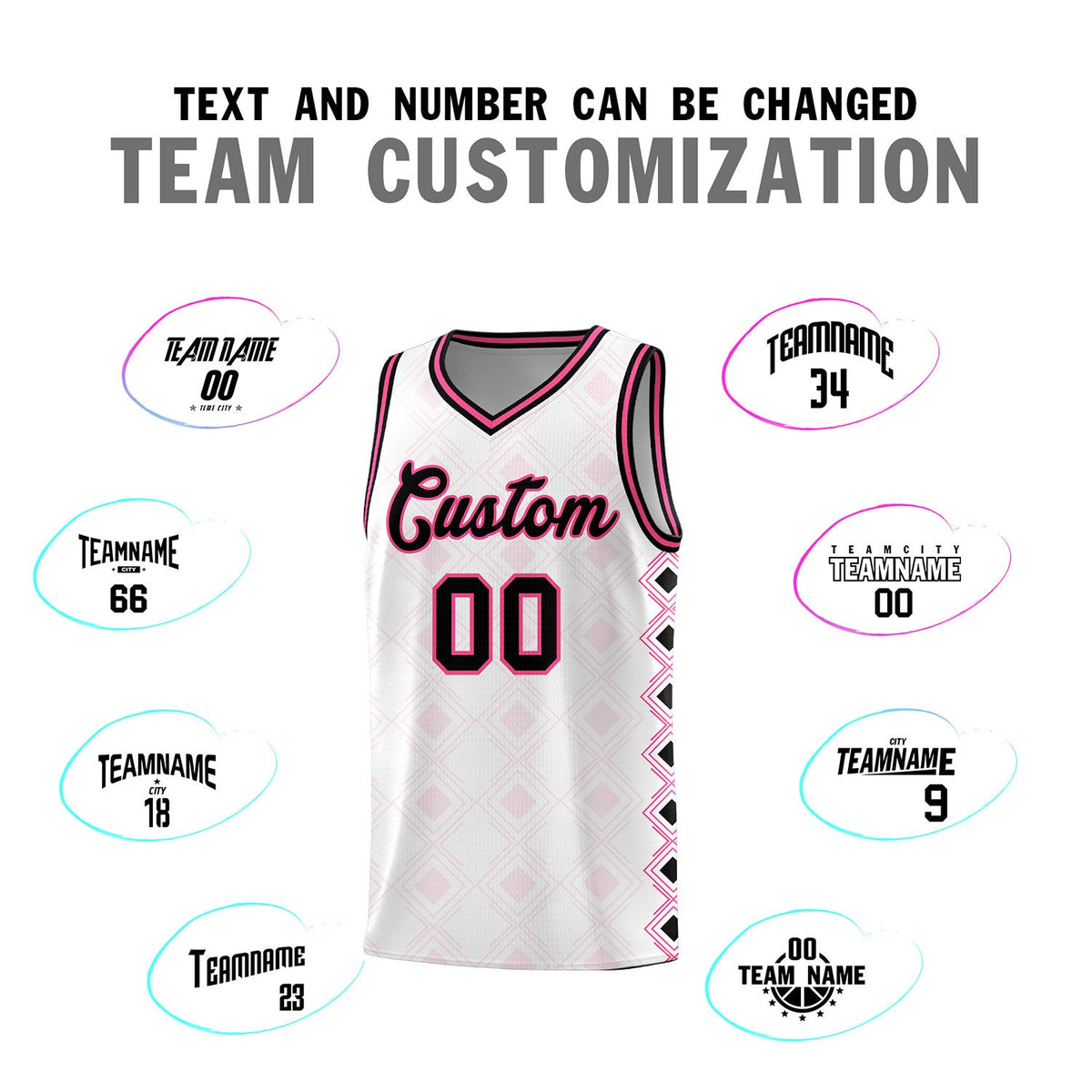 Custom White Side Blocks Sports Uniform Basketball Jersey