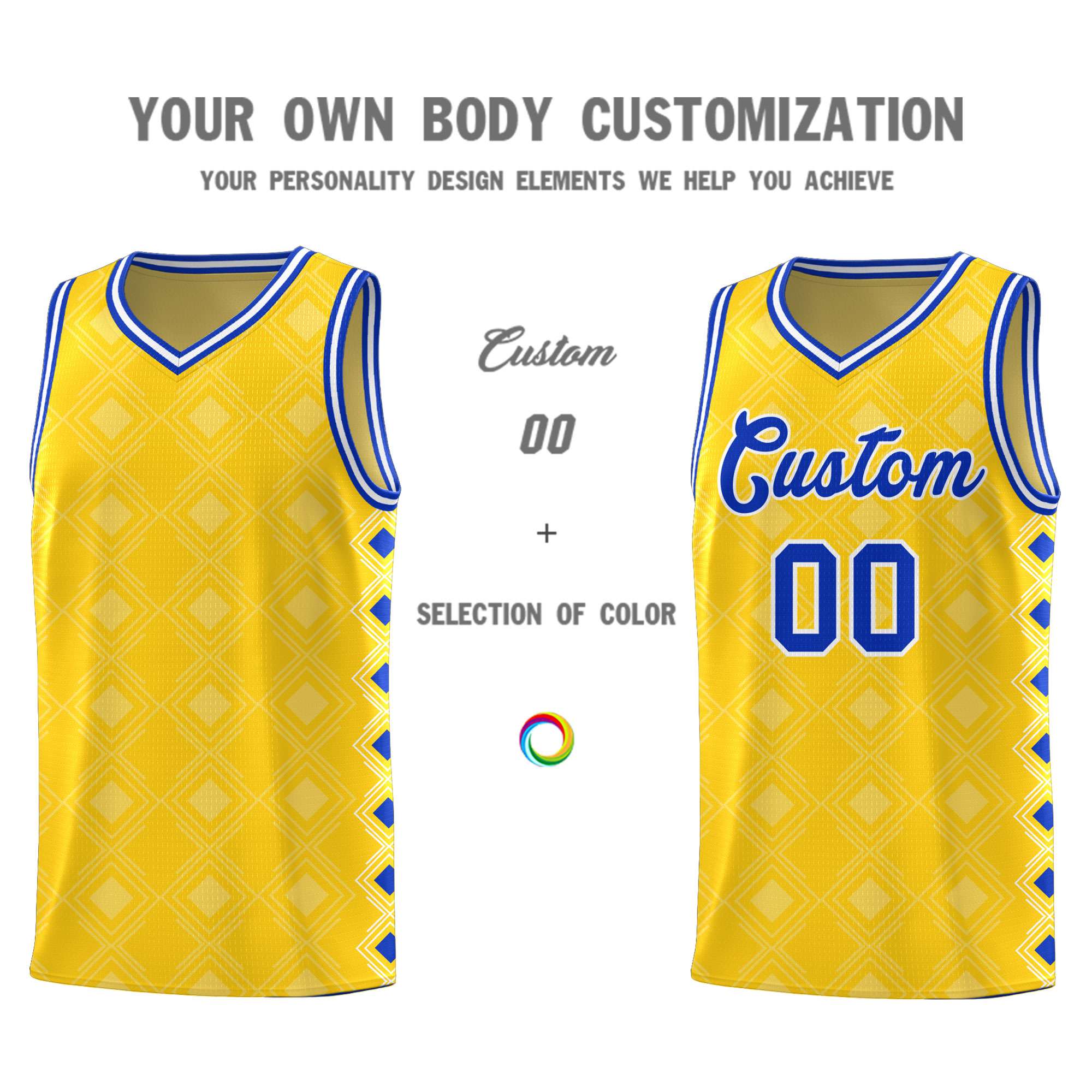 Custom Gold Side Blocks Sports Uniform Basketball Jersey