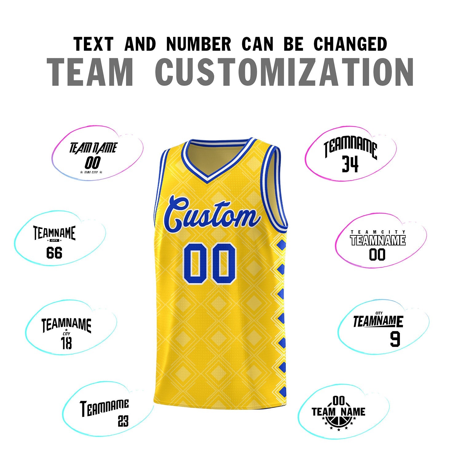Custom Gold Side Blocks Sports Uniform Basketball Jersey