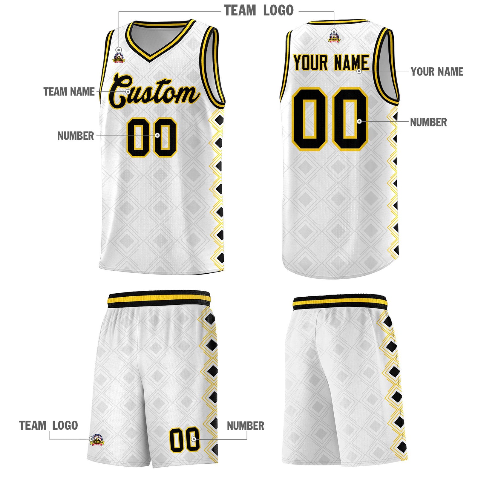 Custom White Side Blocks Sports Uniform Basketball Jersey