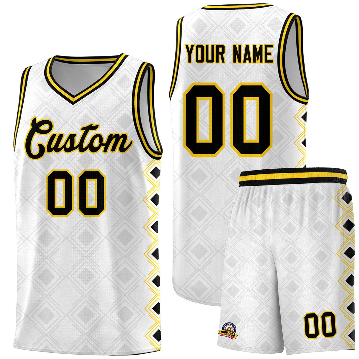 Custom White Side Blocks Sports Uniform Basketball Jersey