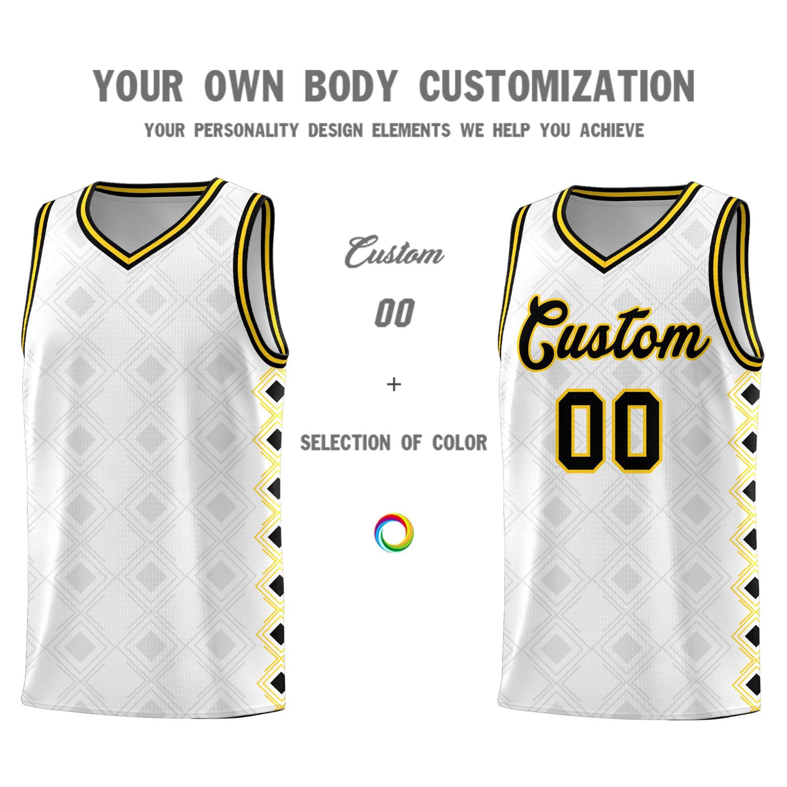 Custom White Side Blocks Sports Uniform Basketball Jersey