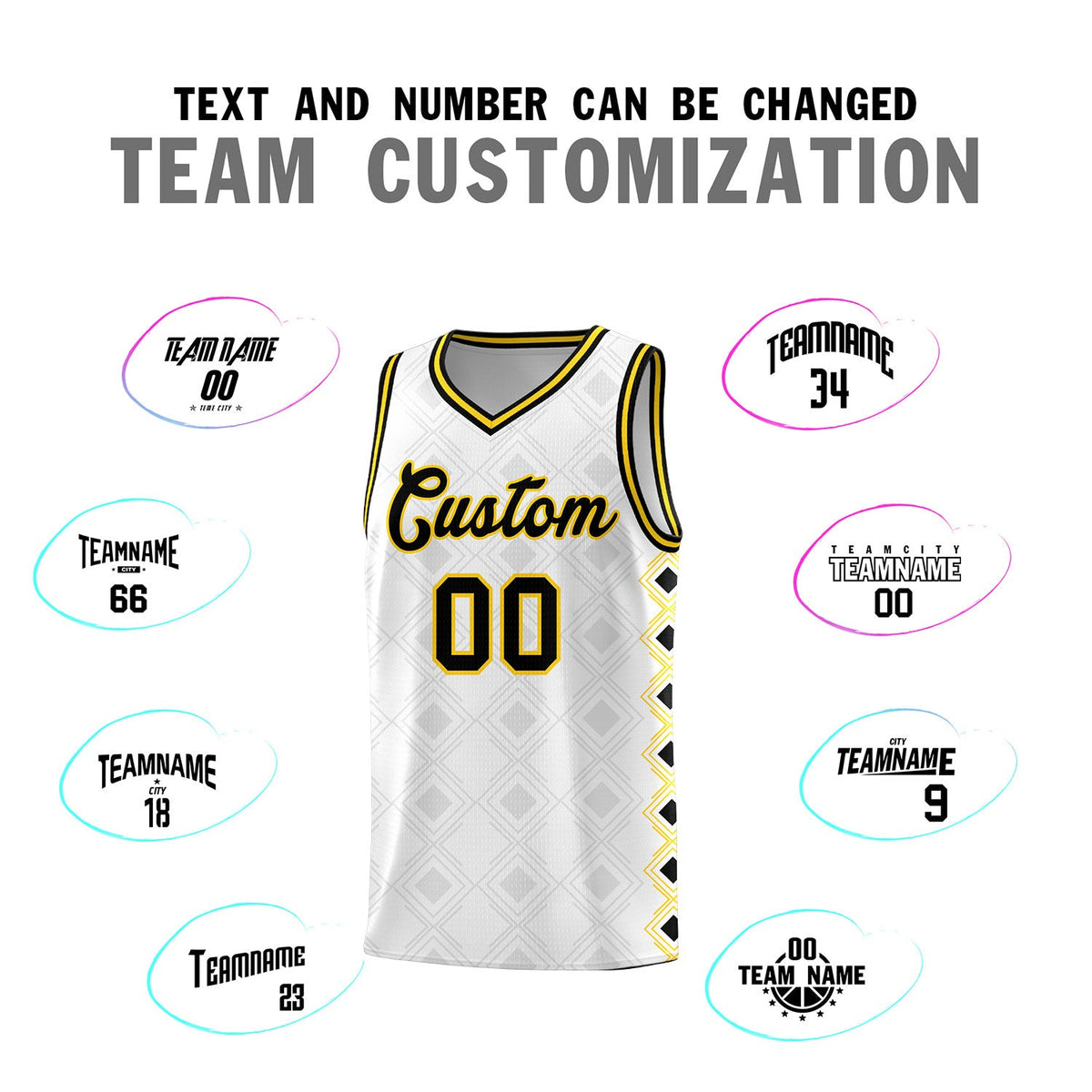 Custom White Side Blocks Sports Uniform Basketball Jersey
