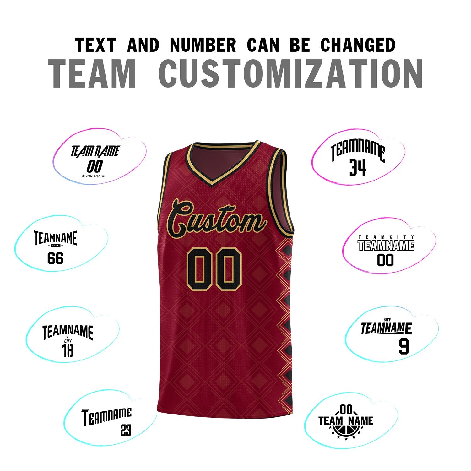Custom Crimson Side Blocks Sports Uniform Basketball Jersey