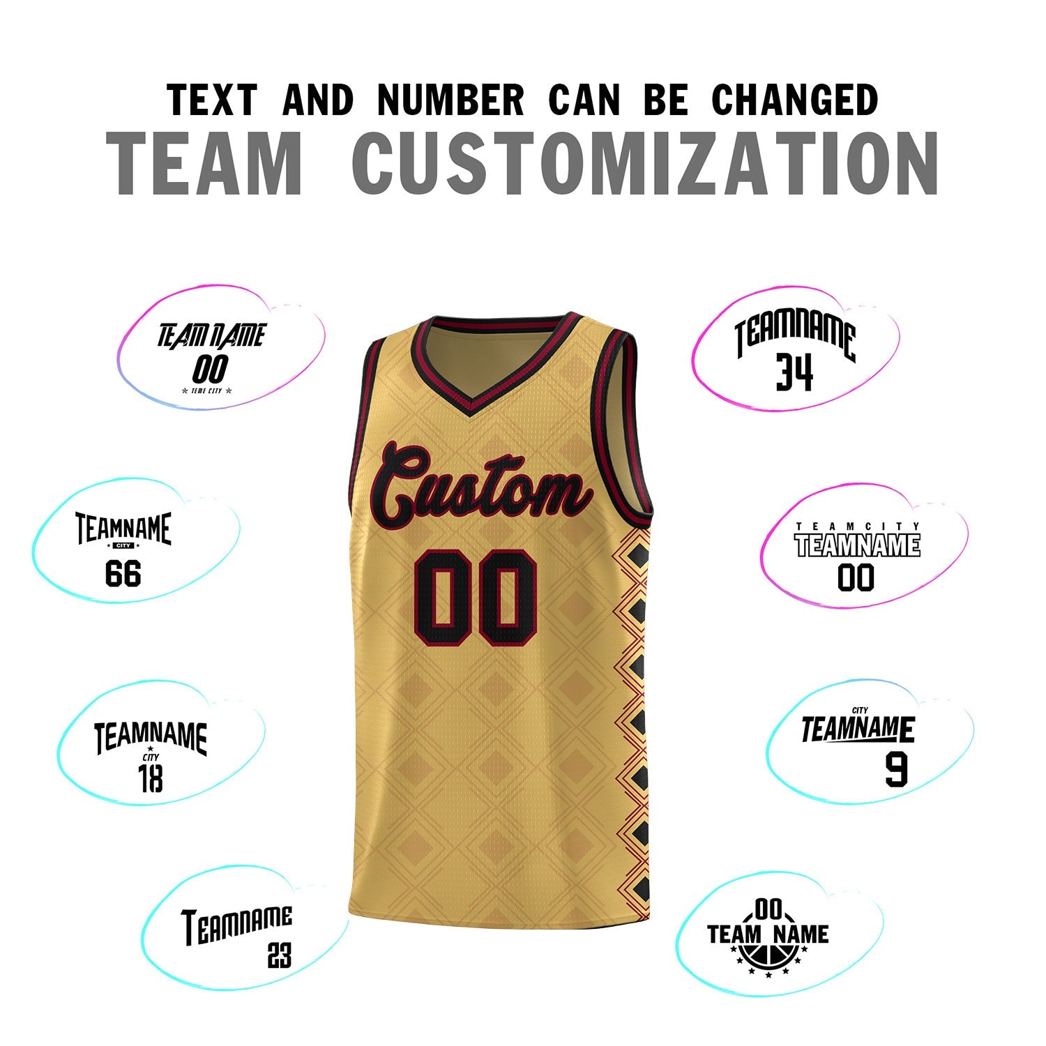 Custom Old Gold Side Blocks Sports Uniform Basketball Jersey