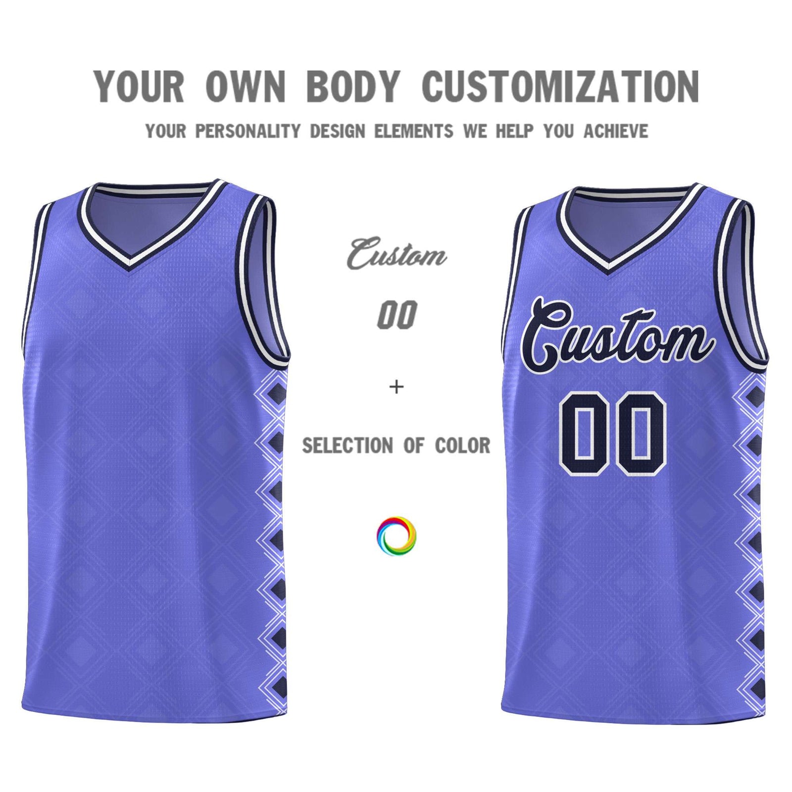Custom Purple Side Blocks Sports Uniform Basketball Jersey