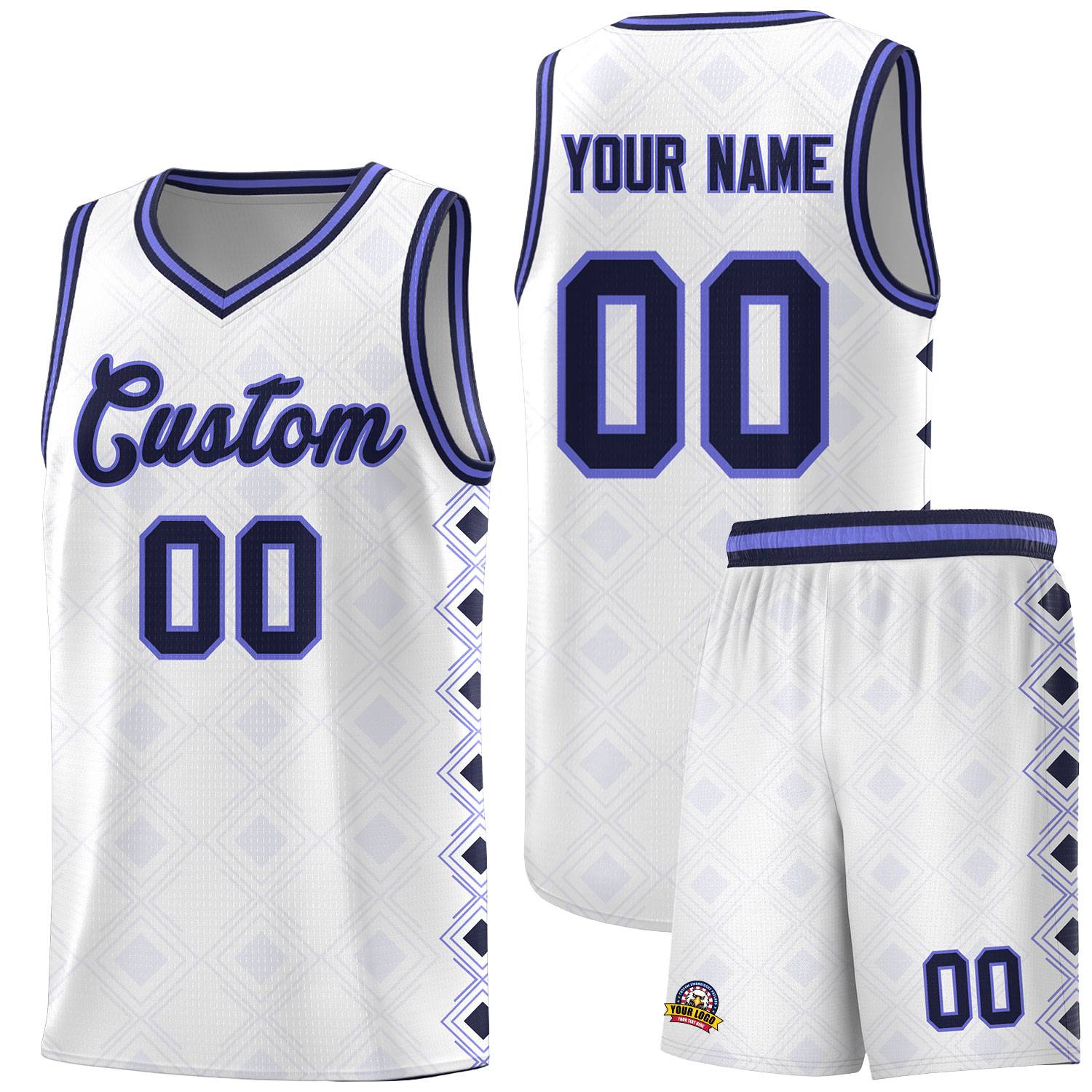 Custom White Side Blocks Sports Uniform Basketball Jersey