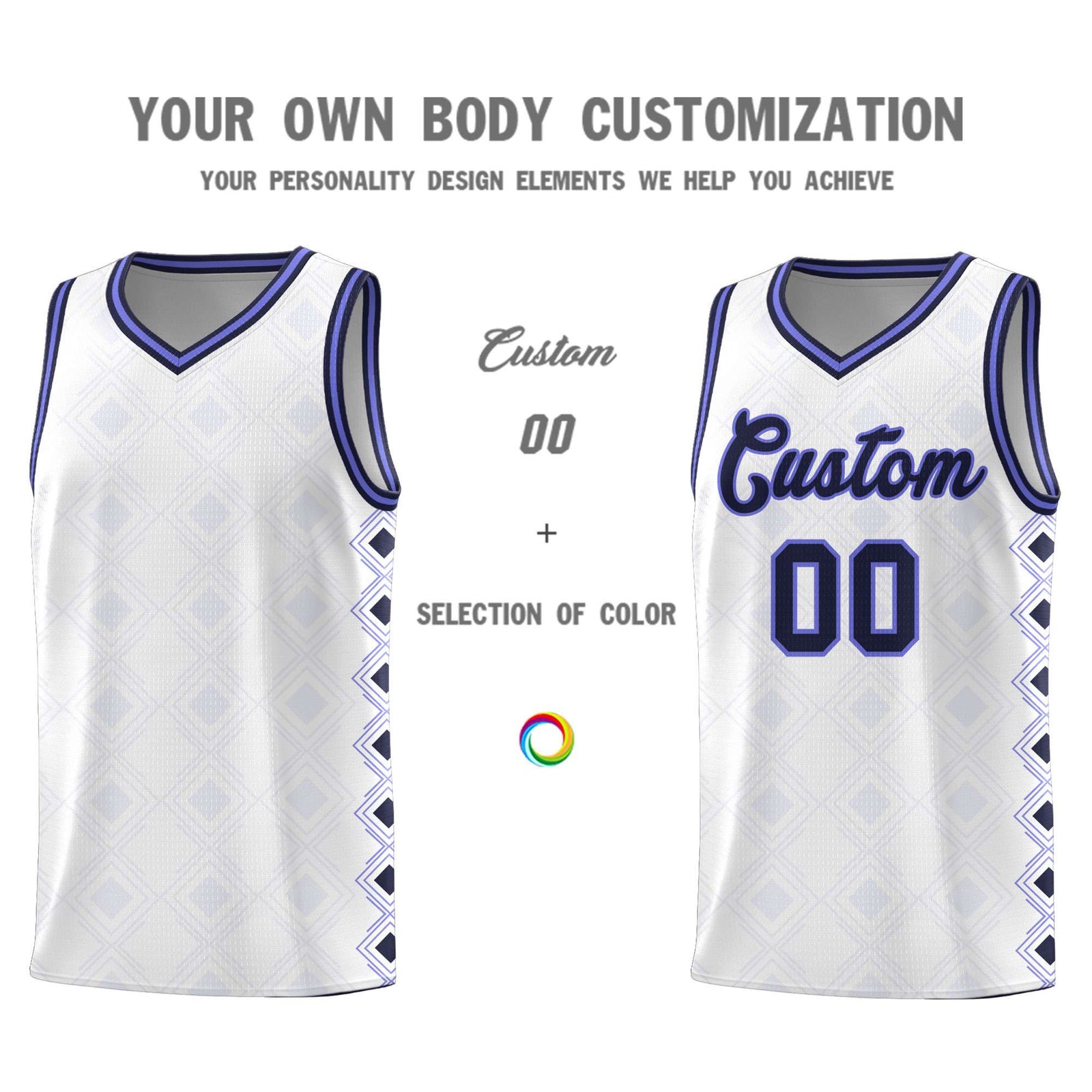 Custom White Side Blocks Sports Uniform Basketball Jersey