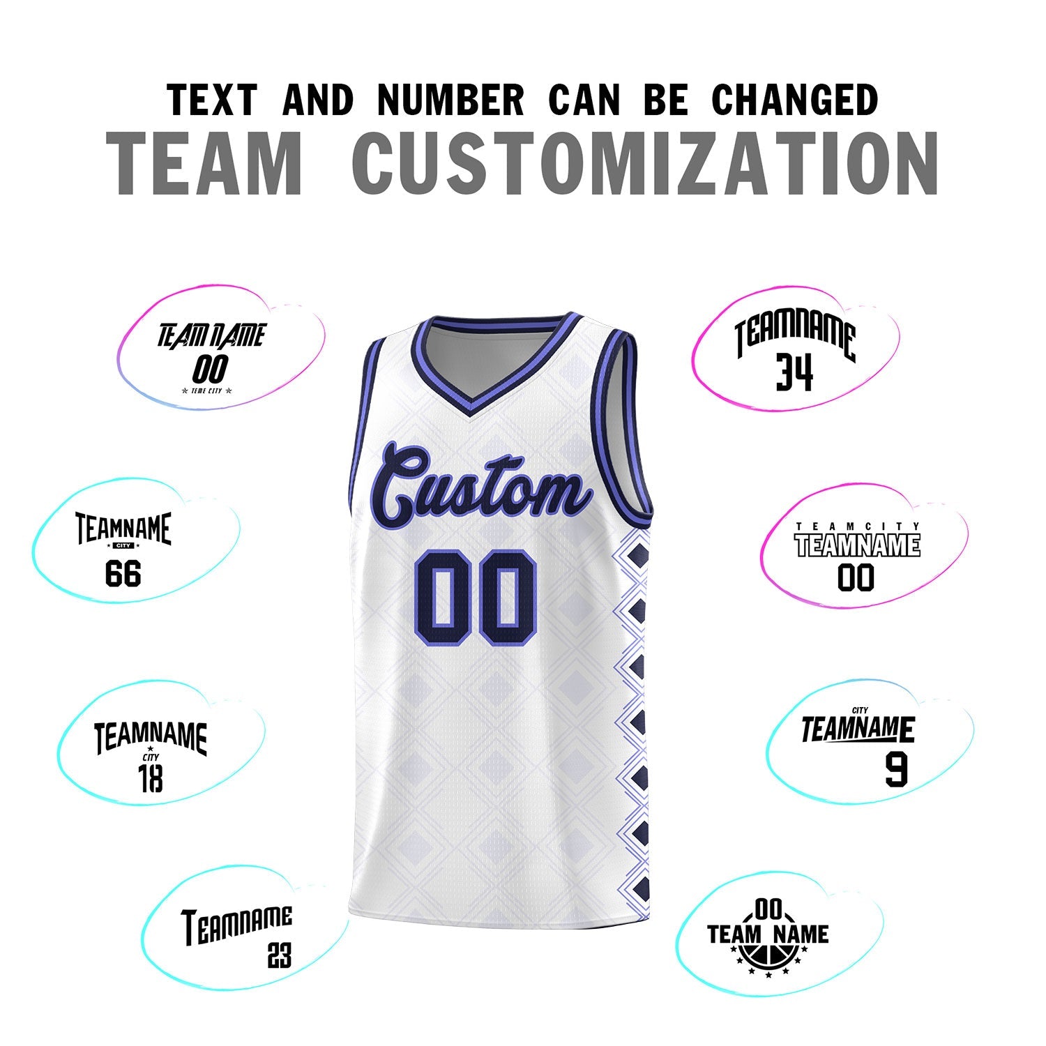 Custom White Side Blocks Sports Uniform Basketball Jersey