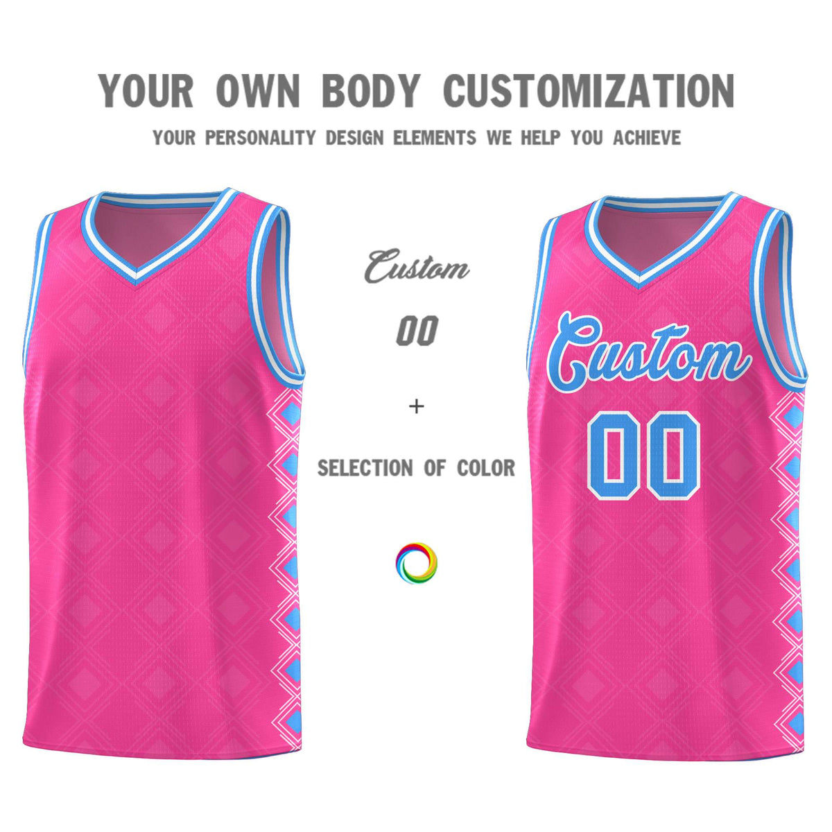 Custom Pink Side Blocks Sports Uniform Basketball Jersey