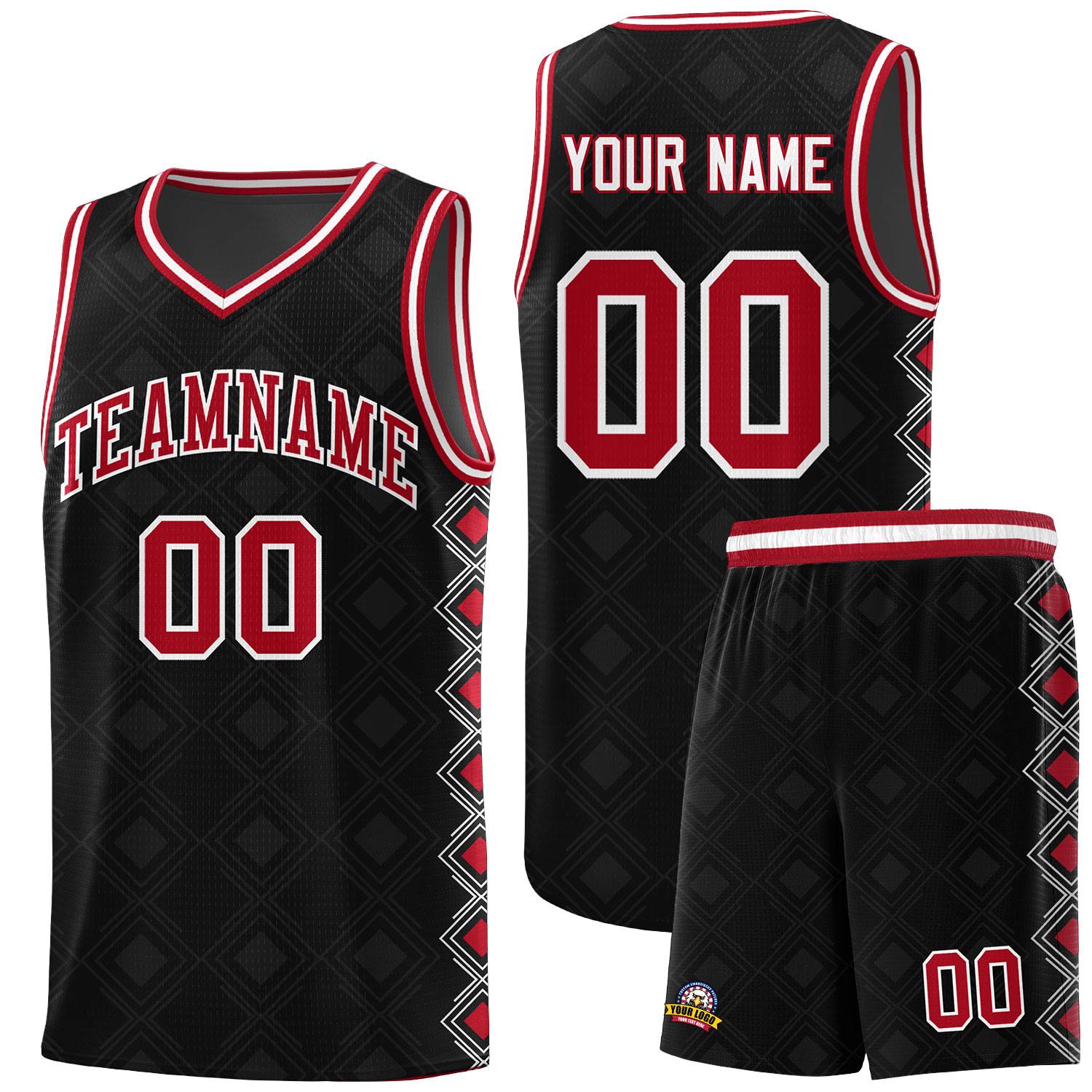 Custom Black Side Blocks Sports Uniform Basketball Jersey