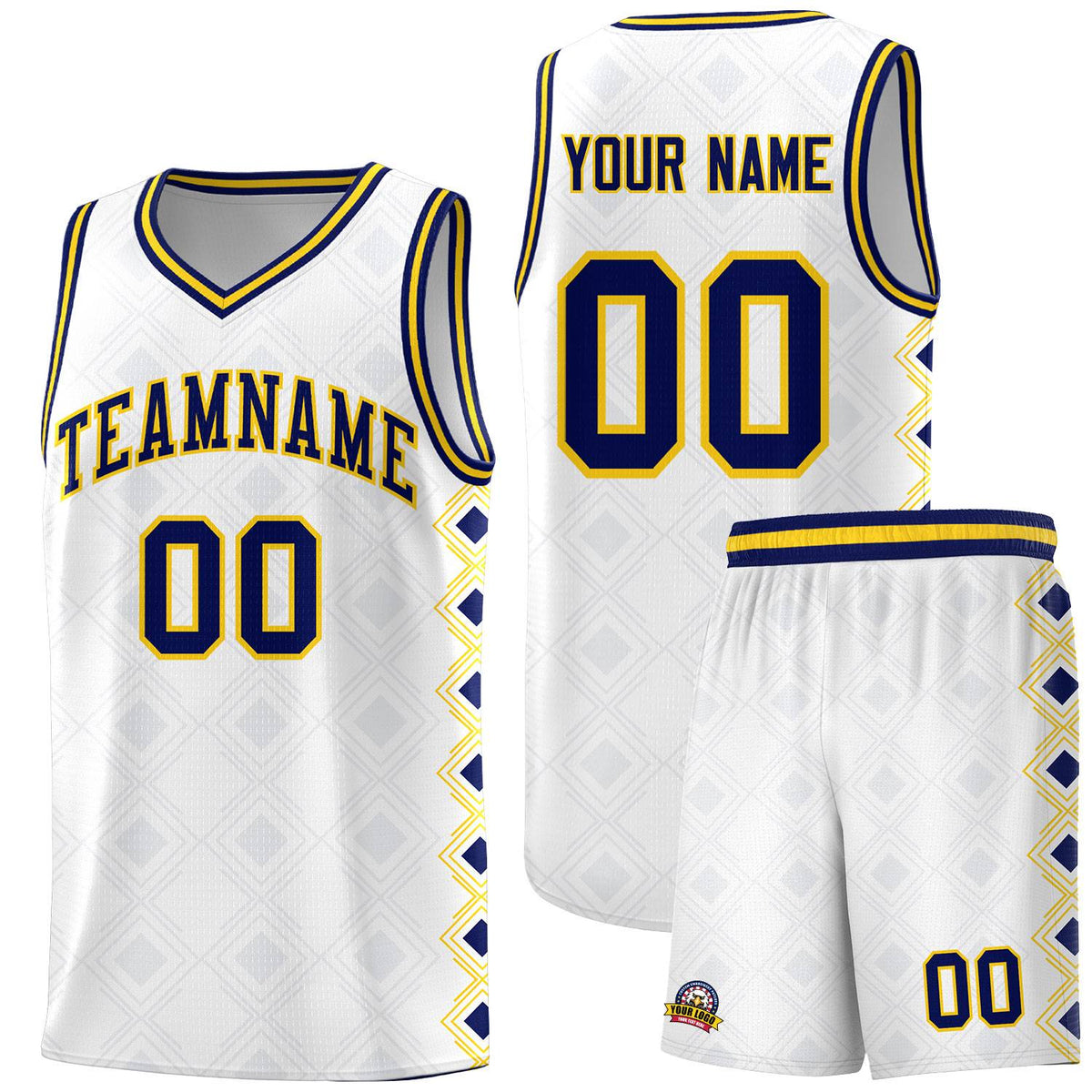 Custom White Side Blocks Sports Uniform Basketball Jersey