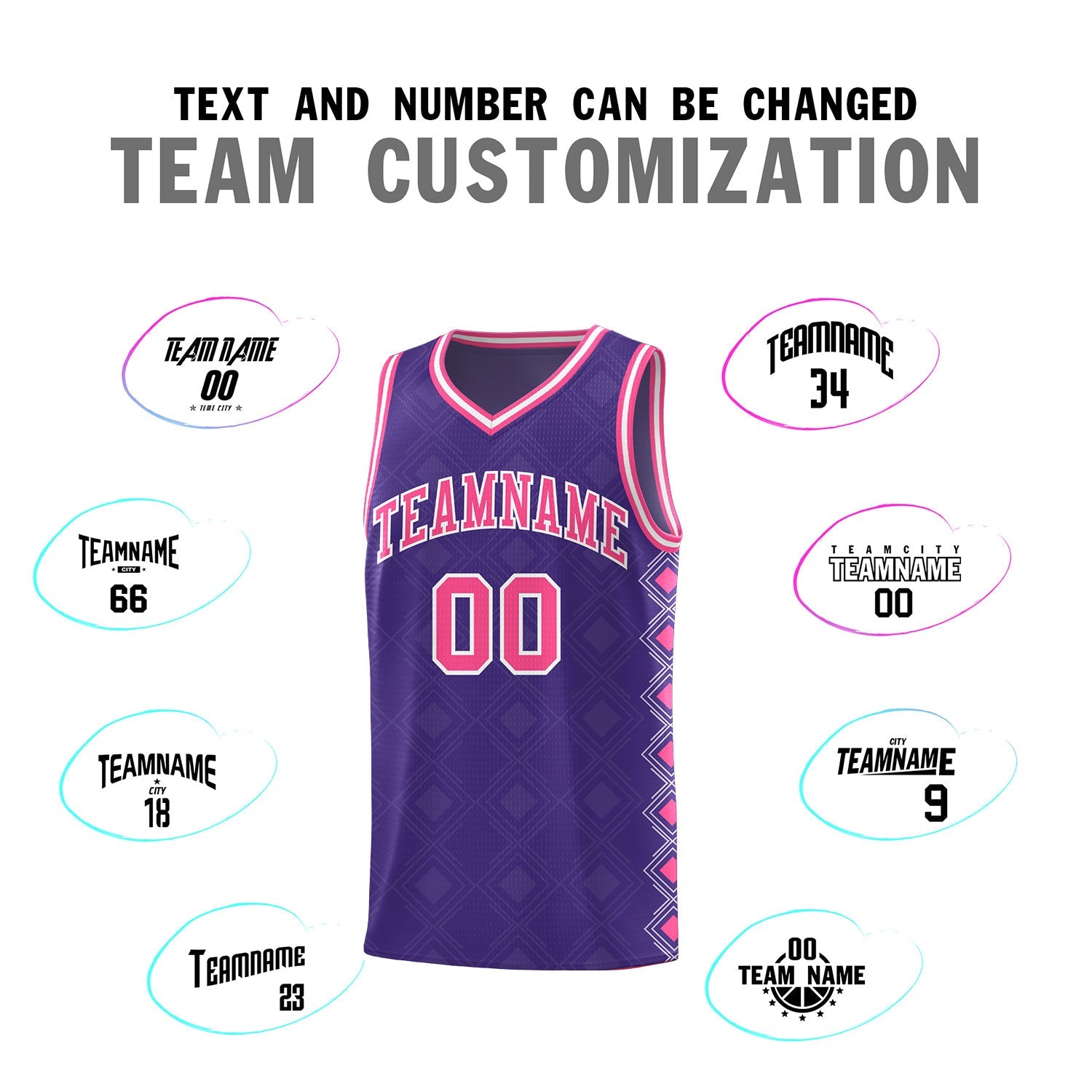 Custom Purple Side Blocks Sports Uniform Basketball Jersey