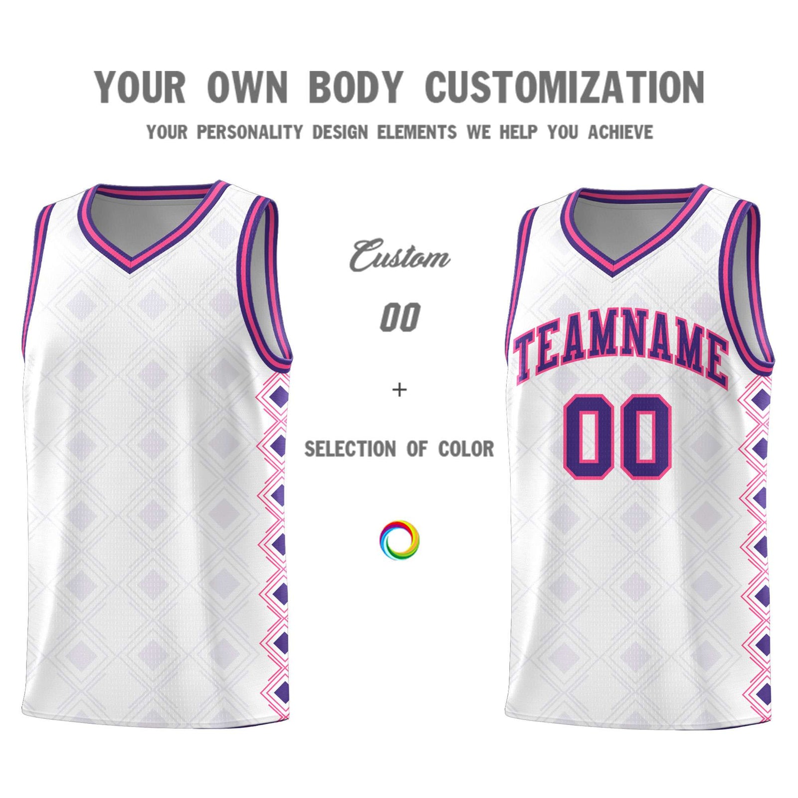 Custom White Side Blocks Sports Uniform Basketball Jersey