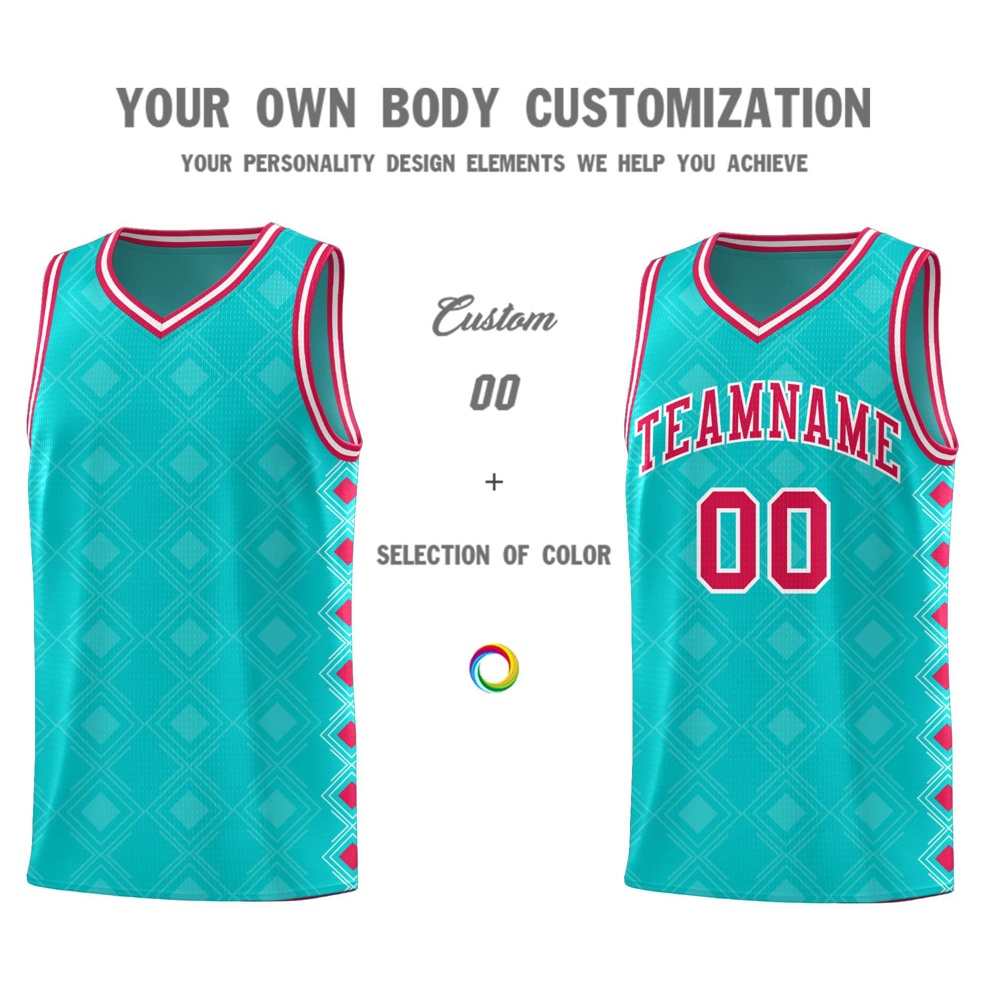 Custom Aqua Side Blocks Sports Uniform Basketball Jersey